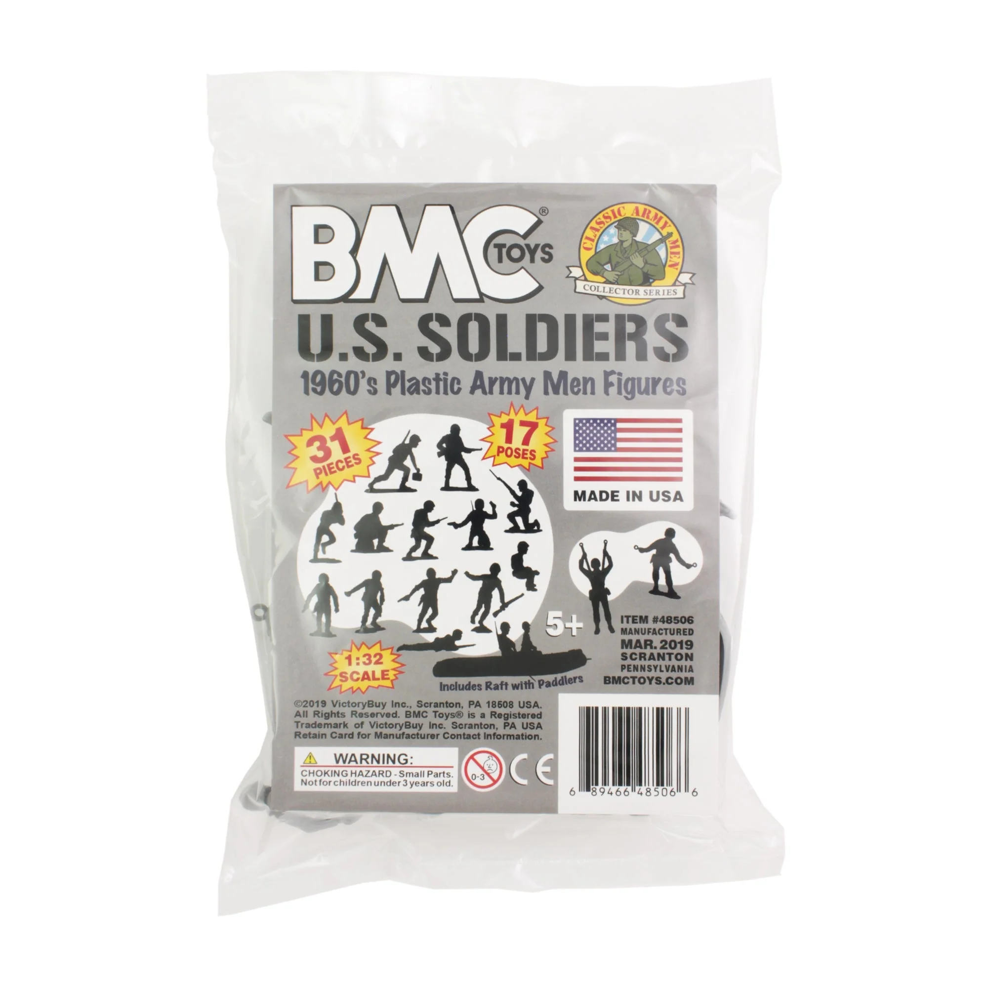 BMC Marx Plastic Army Men US Soldiers - Gray 31pc WW2 Figures - Made in USA - Image 6