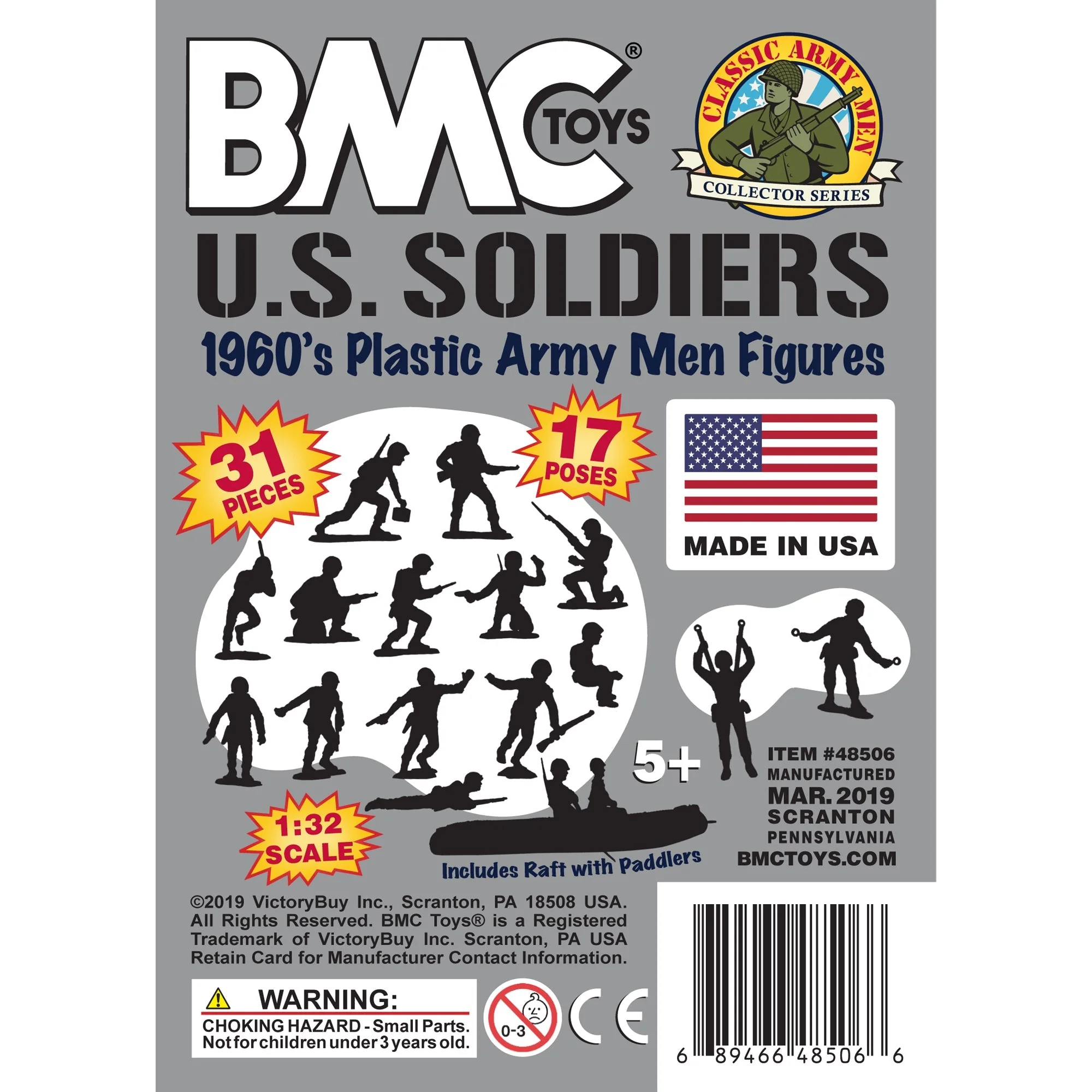 BMC Marx Plastic Army Men US Soldiers - Gray 31pc WW2 Figures - Made in USA - Image 7