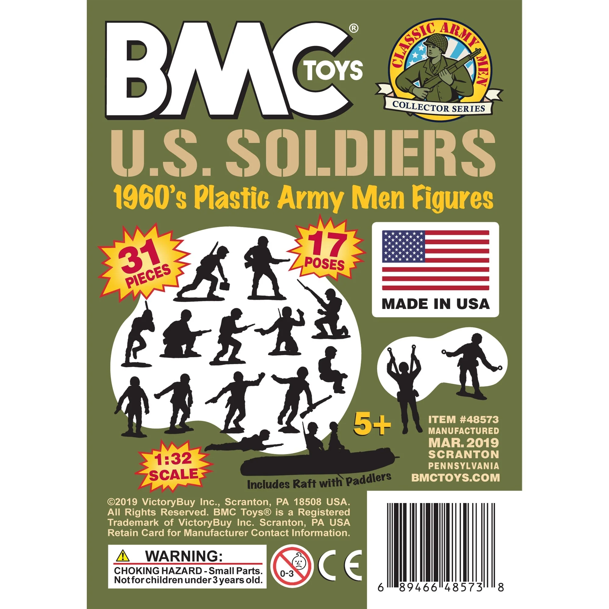 BMC Marx Plastic Army Men US Soldiers - OD Green 31pc WW2 Figures - Made in USA - Image 7