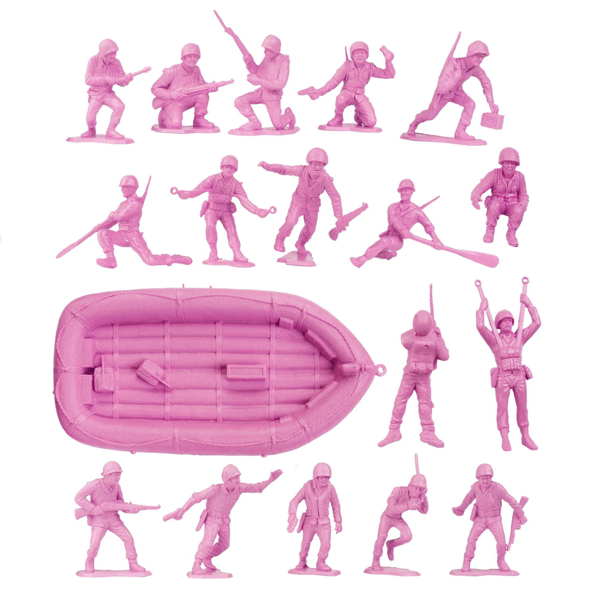 BMC Marx Plastic Army Men US Soldiers - Pink 31pc WW2 Figures - Made in USA - Image 3