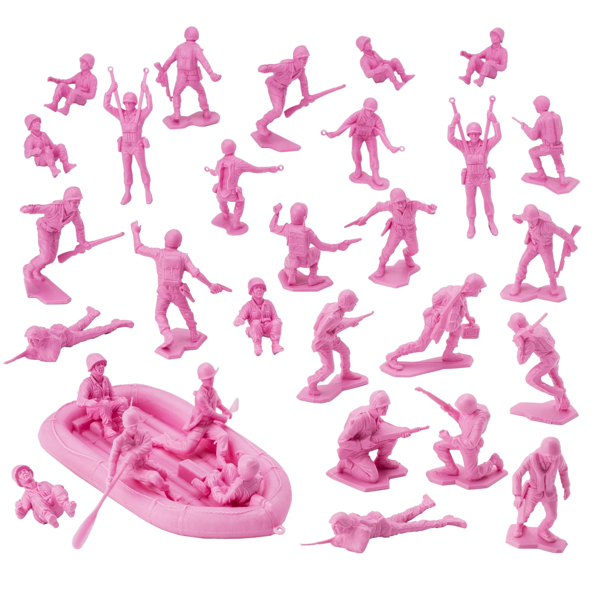 BMC Marx Plastic Army Men US Soldiers - Pink 31pc WW2 Figures - Made in USA - Image 4