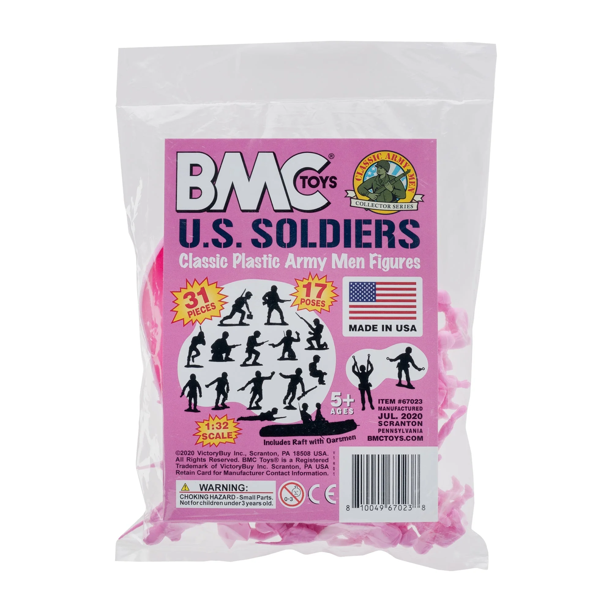 BMC Marx Plastic Army Men US Soldiers - Pink 31pc WW2 Figures - Made in USA - Image 6
