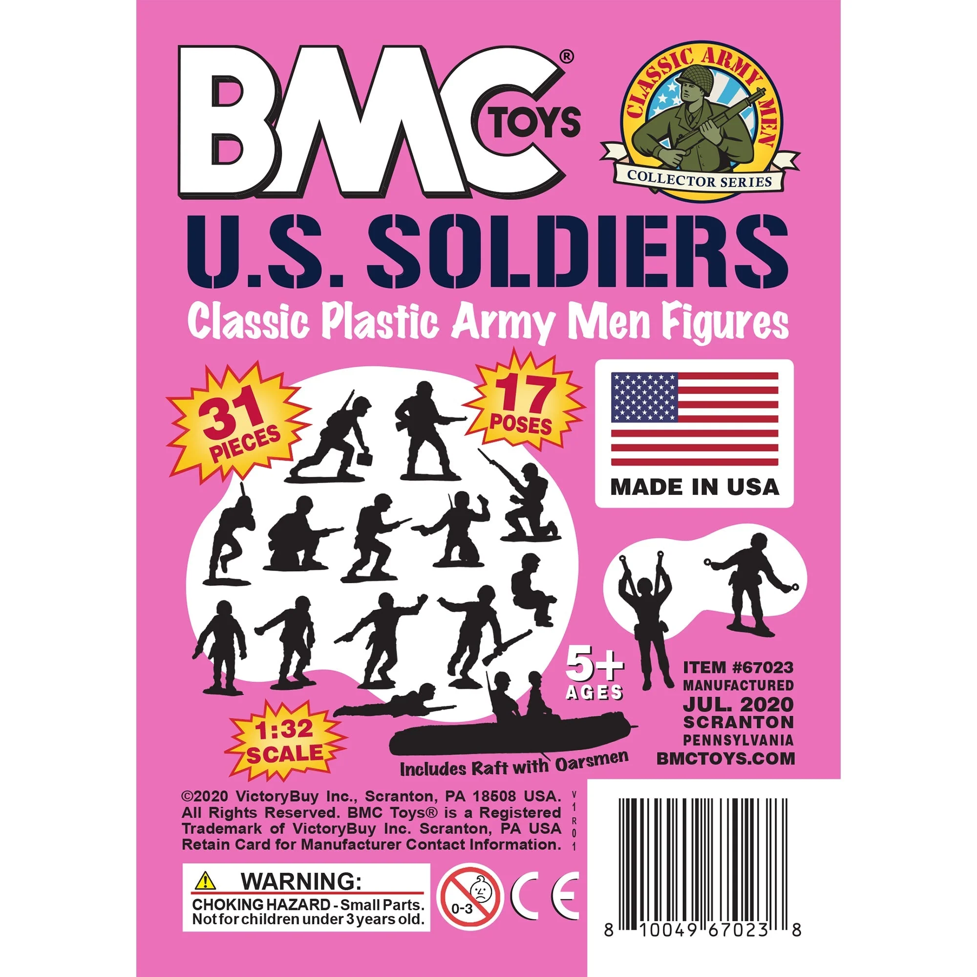 BMC Marx Plastic Army Men US Soldiers - Pink 31pc WW2 Figures - Made in USA - Image 7