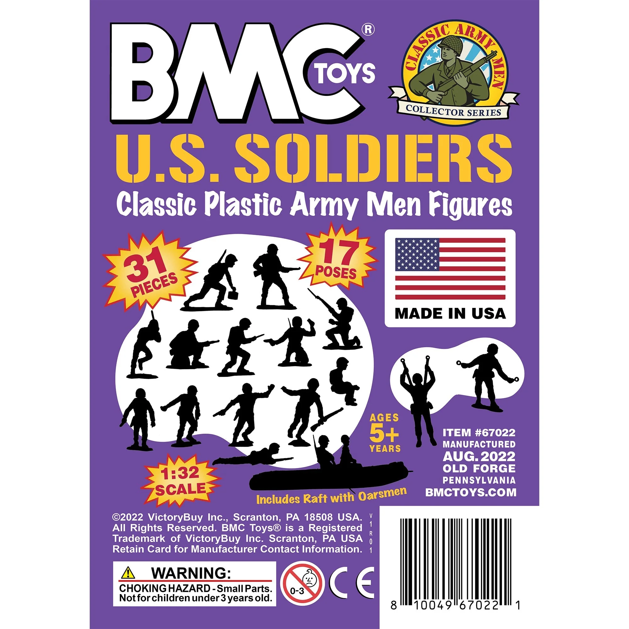 BMC Marx Plastic Army Men US Soldiers - Purple 31pc WW2 Figures - Made in USA - Image 7