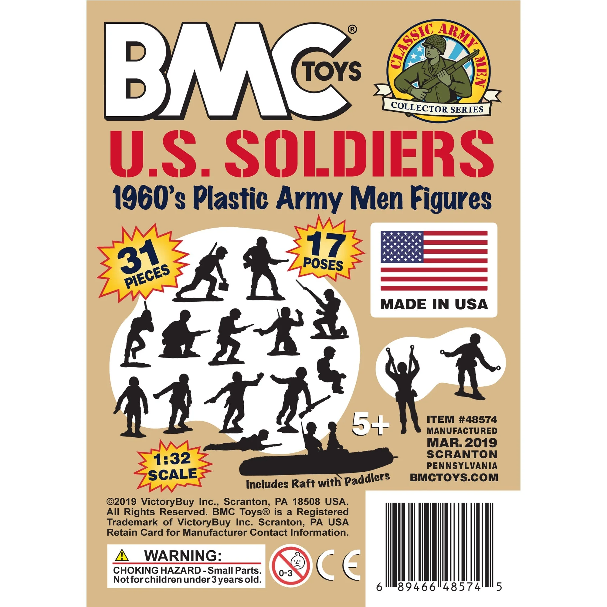 BMC Marx Plastic Army Men US Soldiers - Tan 31pc WW2 Figures - Made in USA - Image 7