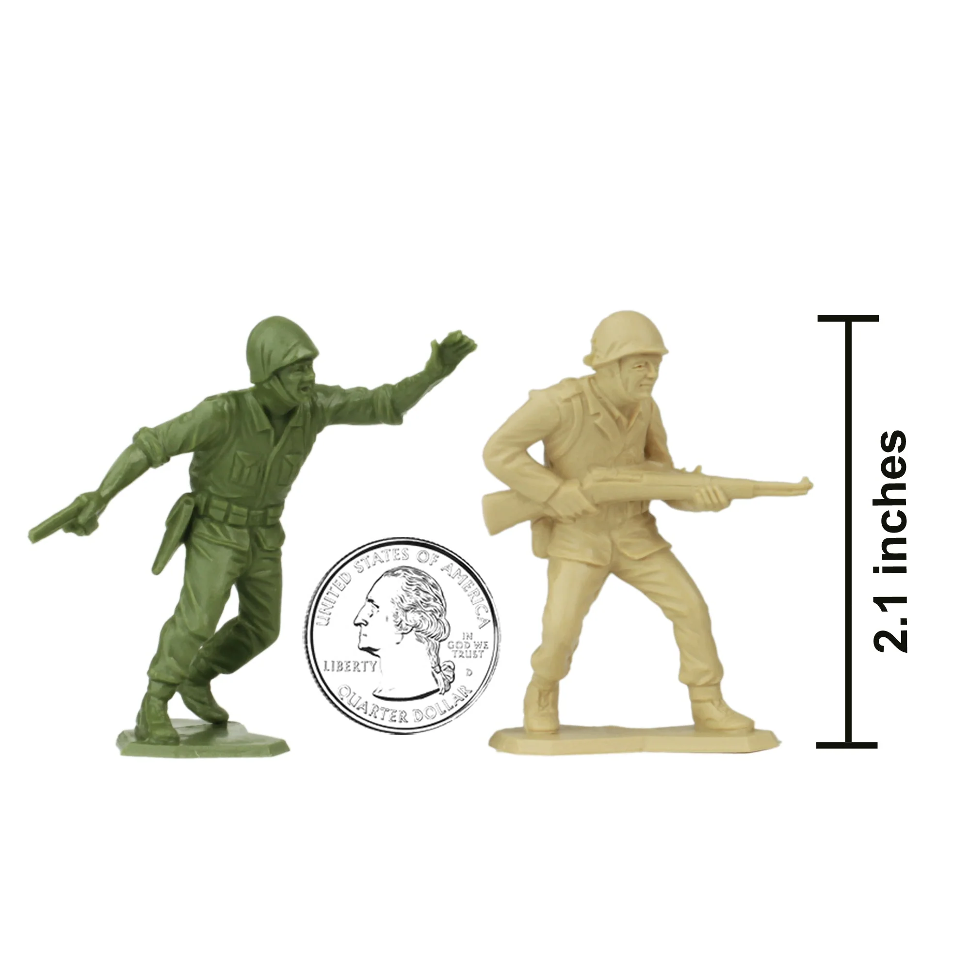 BMC Marx Plastic Army Men US Soldiers - Green vs Tan 38pc WW2 Figures - USA Made - Image 2