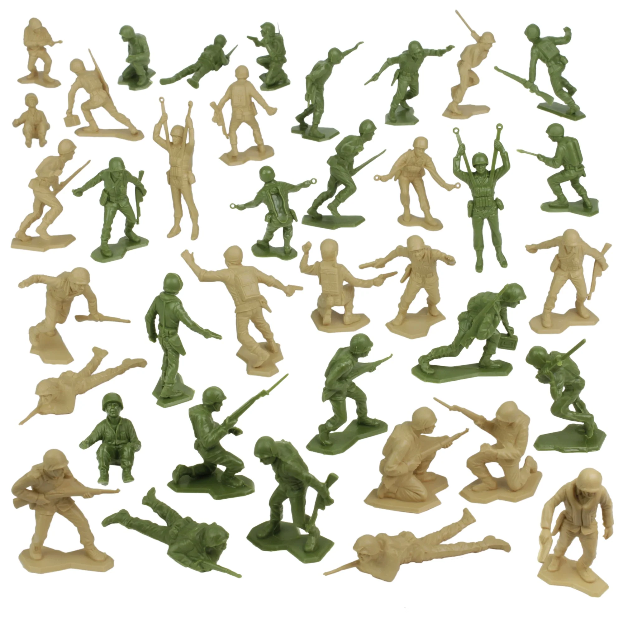 BMC Marx Plastic Army Men US Soldiers - Green vs Tan 38pc WW2 Figures - USA Made - Image 5