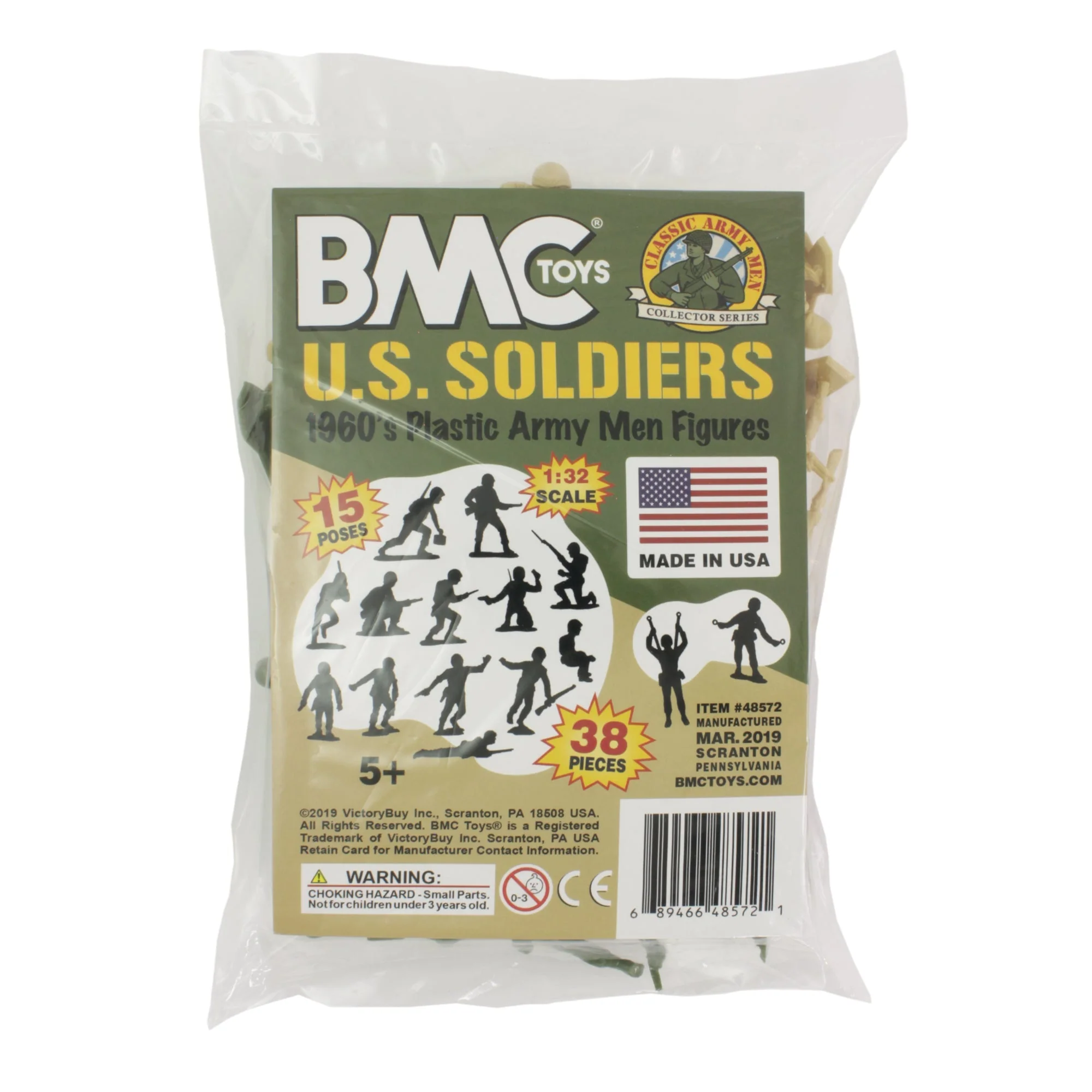 BMC Marx Plastic Army Men US Soldiers - Green vs Tan 38pc WW2 Figures - USA Made - Image 7