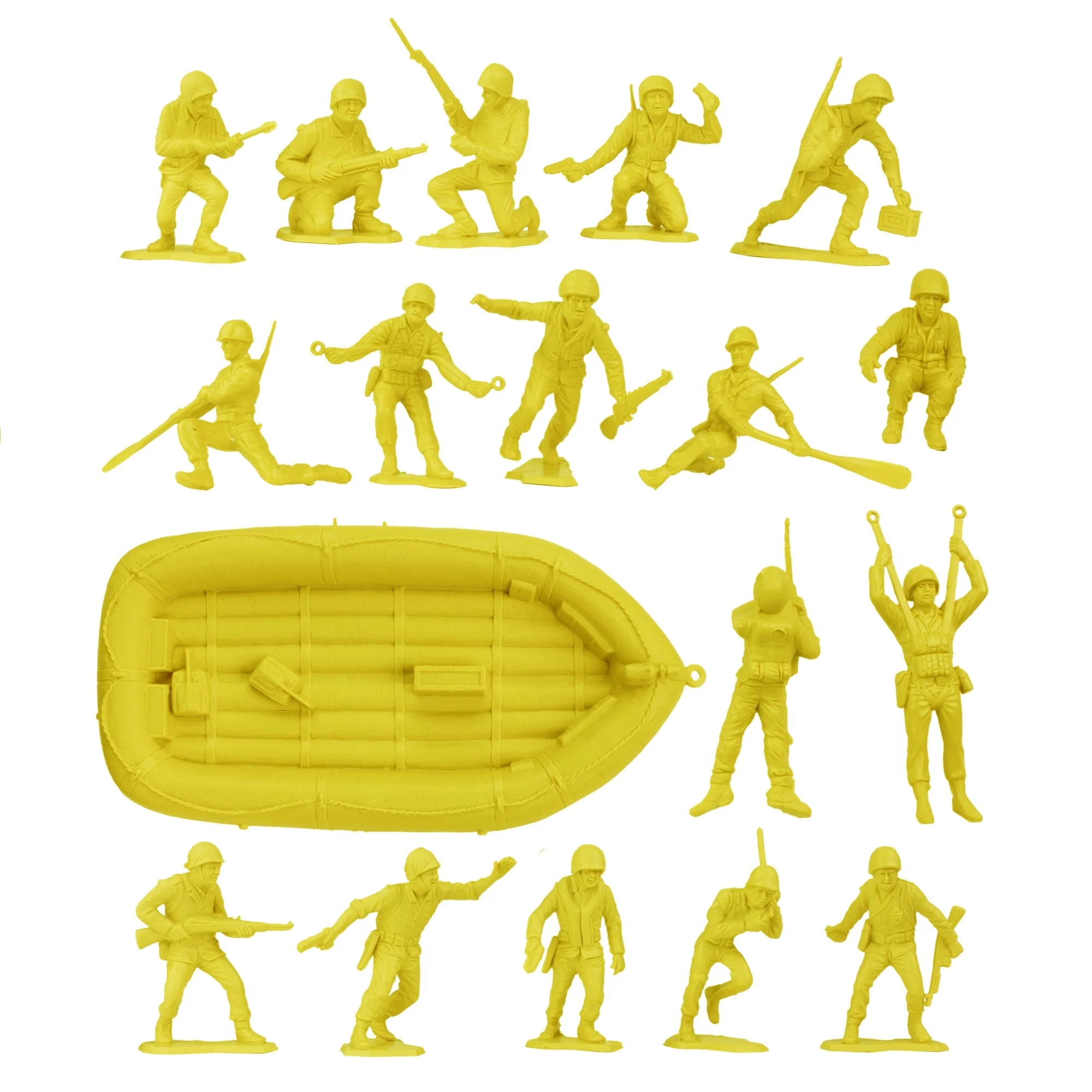 BMC Marx Plastic Army Men US Soldiers - Yellow 31pc WW2 Figures - Made in USA - Image 3