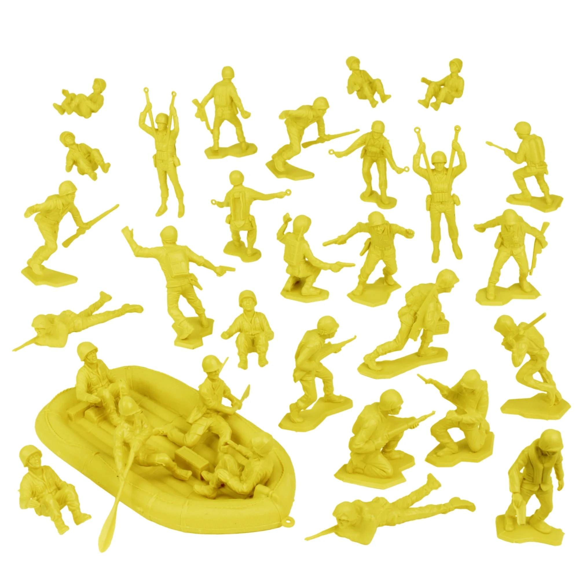 BMC Marx Plastic Army Men US Soldiers - Yellow 31pc WW2 Figures - Made in USA - Image 4