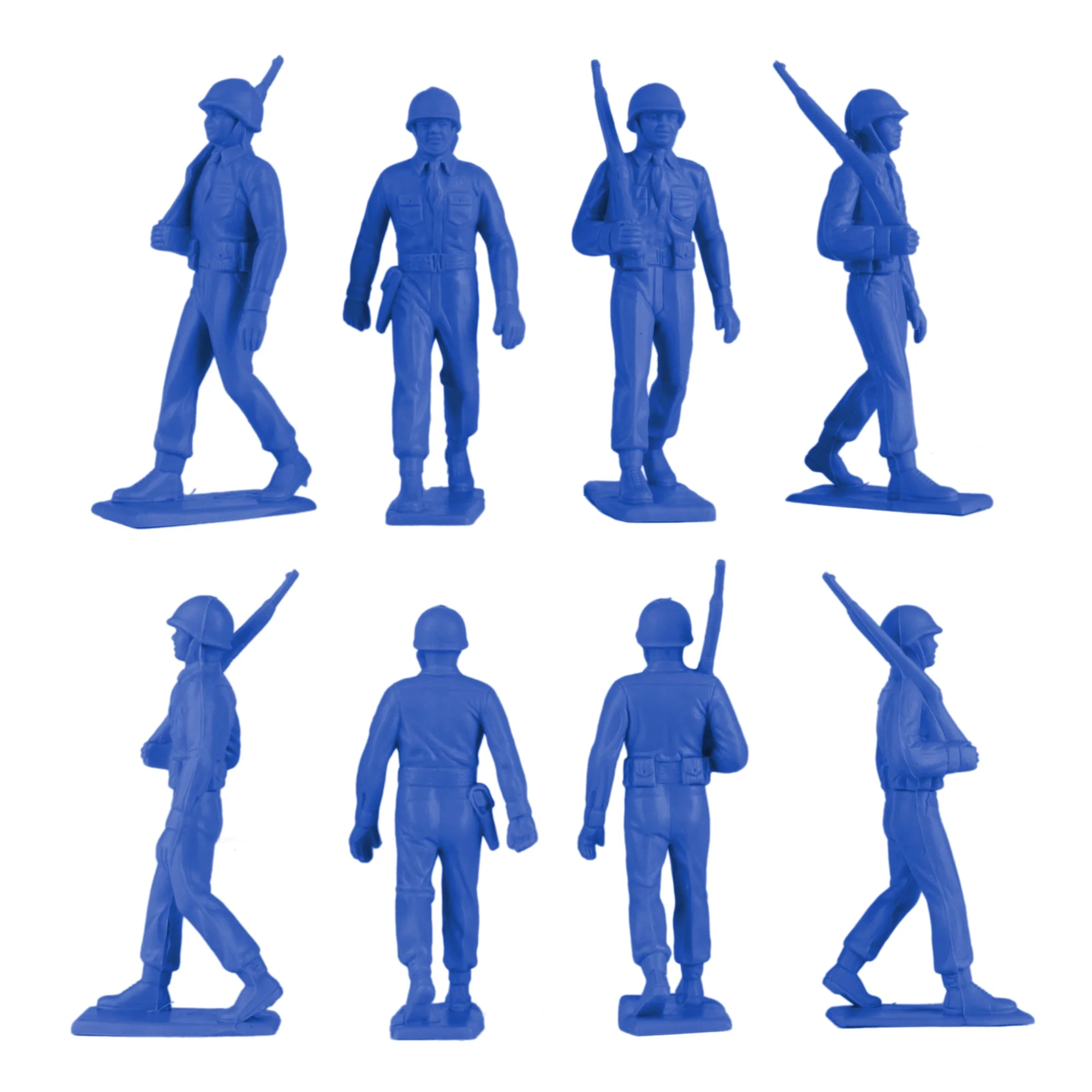 BMC Marx Plastic Army Men Marching US Soldiers - Blue 27pc WW2 Figures - US Made - Image 2
