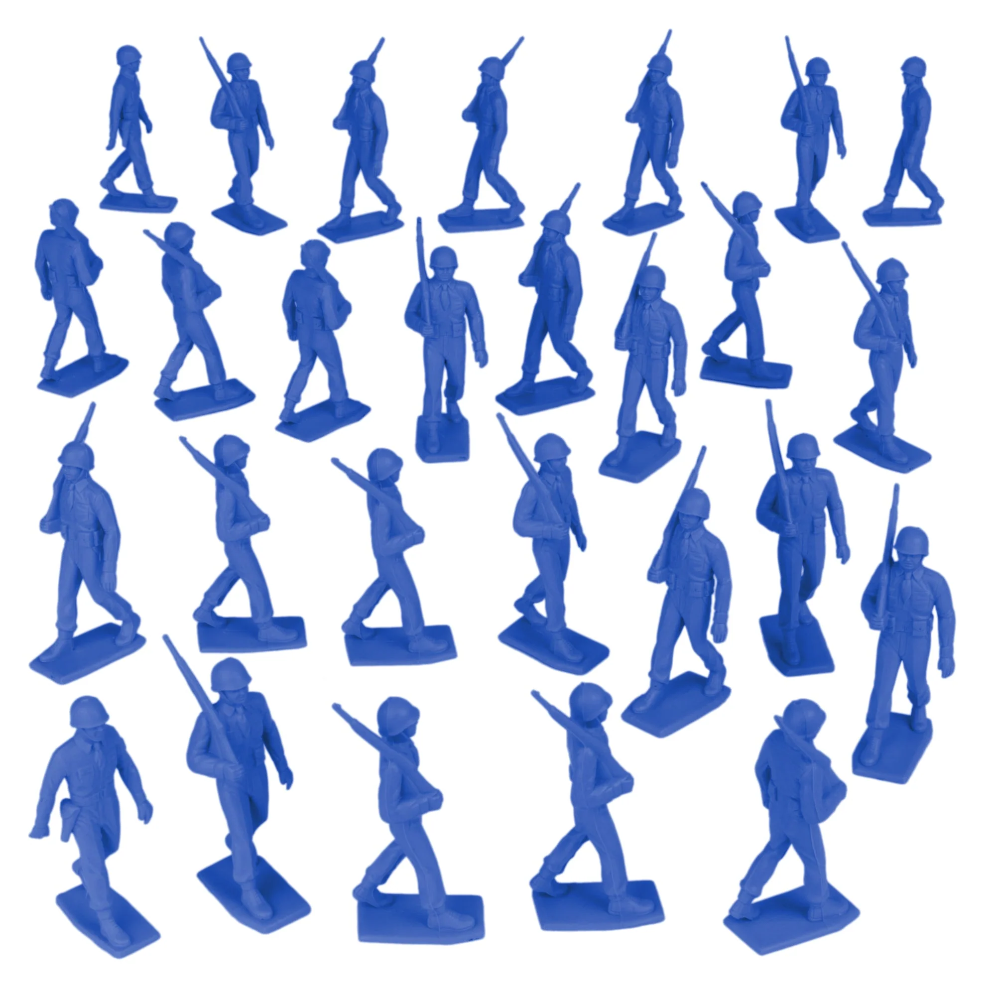 BMC Marx Plastic Army Men Marching US Soldiers - Blue 27pc WW2 Figures - US Made - Image 3