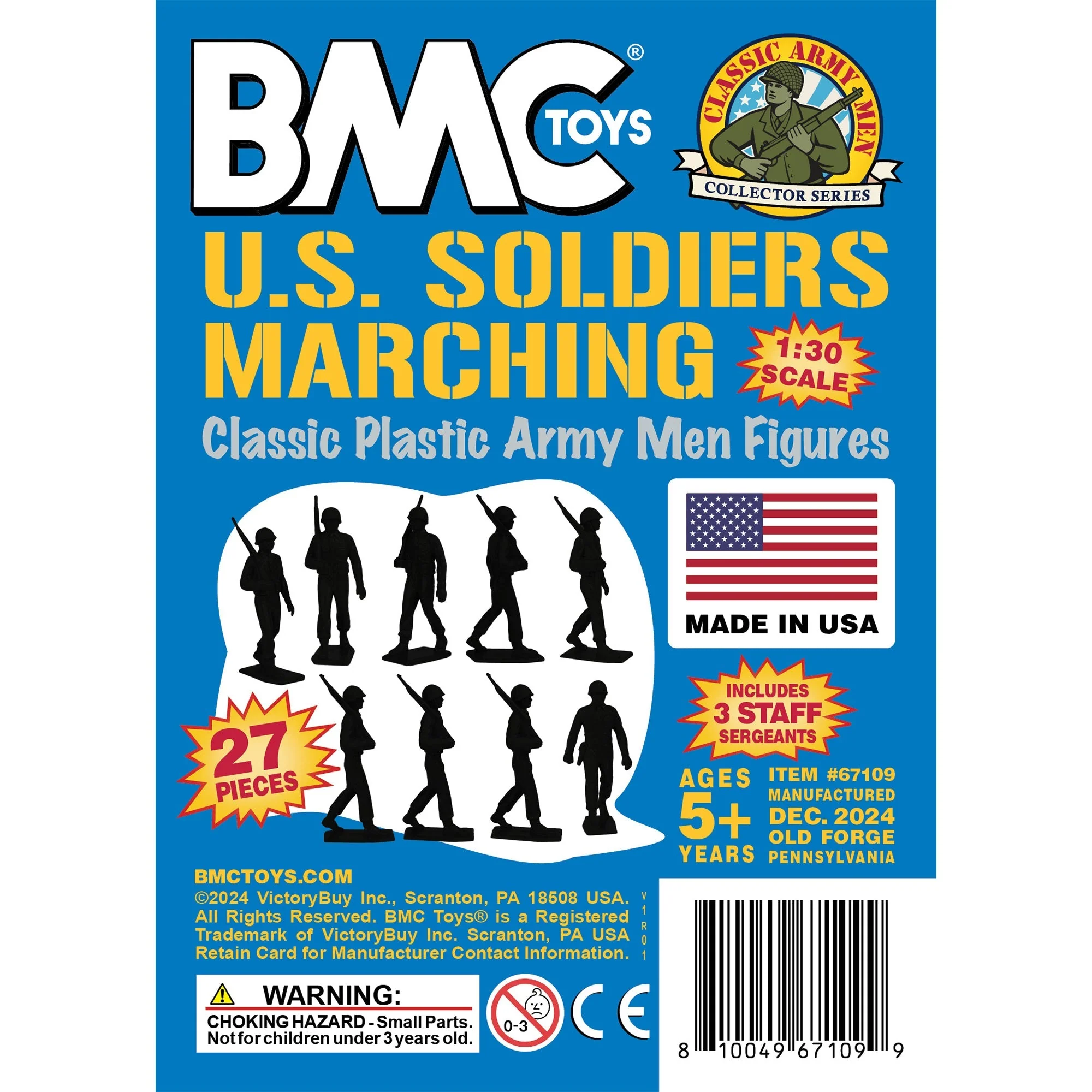 BMC Marx Plastic Army Men Marching US Soldiers - Blue 27pc WW2 Figures - US Made - Image 6