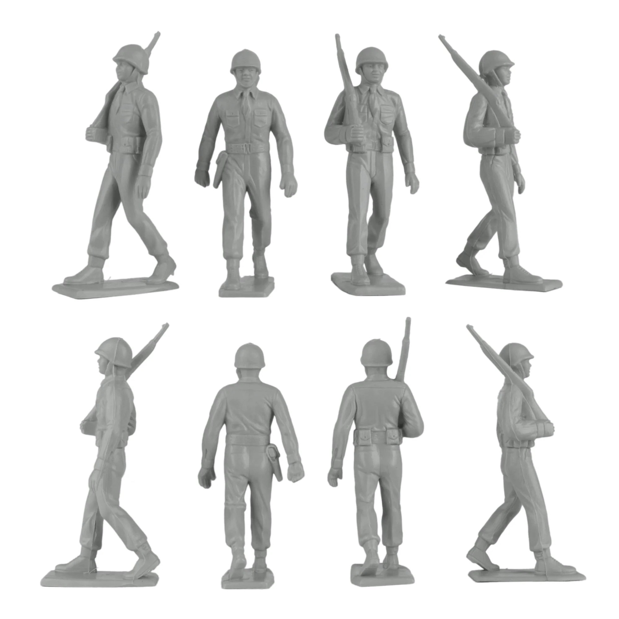 BMC Marx Plastic Army Men Marching US Soldiers - Gray 27pc WW2 Figures - US Made - Image 3
