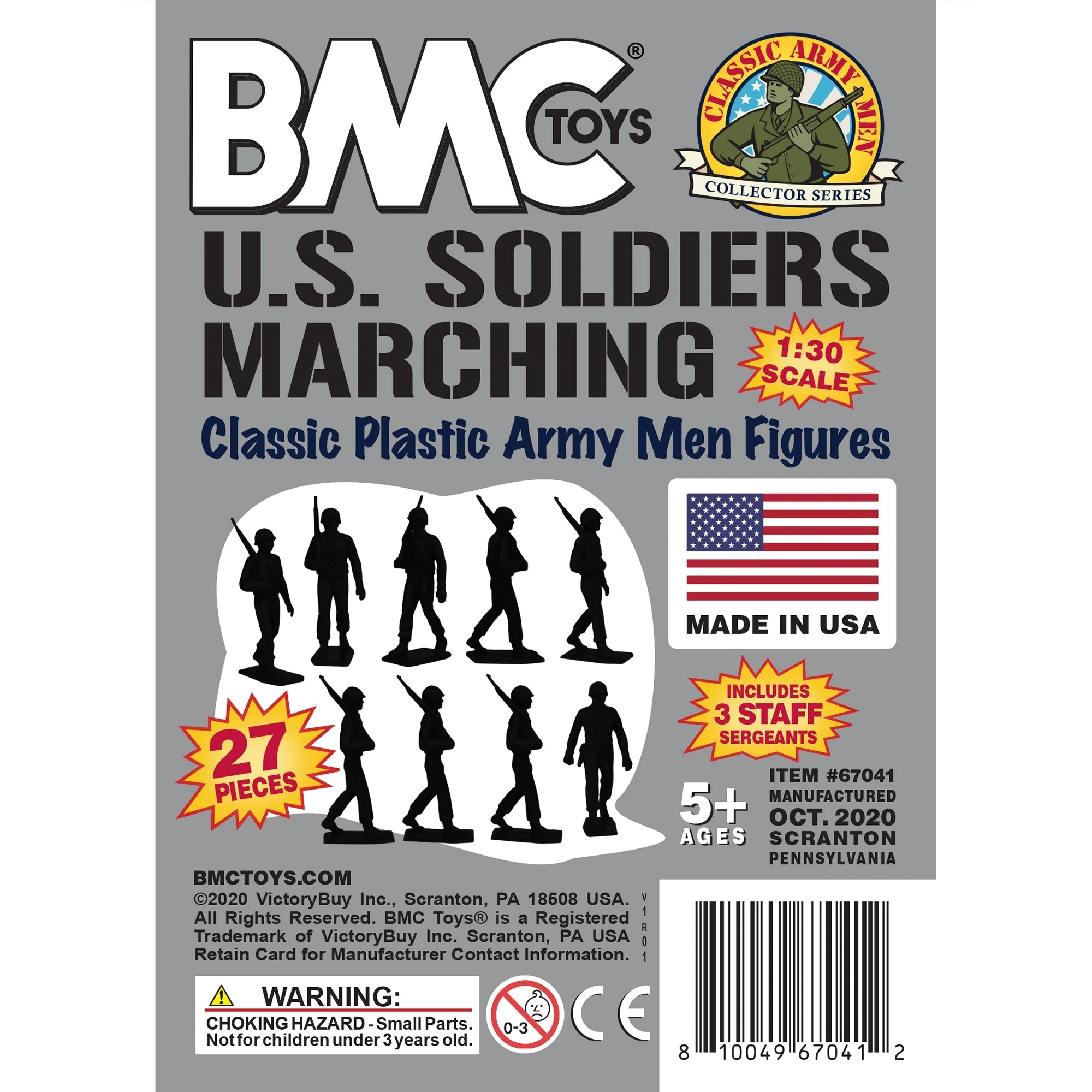 BMC Marx Plastic Army Men Marching US Soldiers - Gray 27pc WW2 Figures - US Made - Image 5