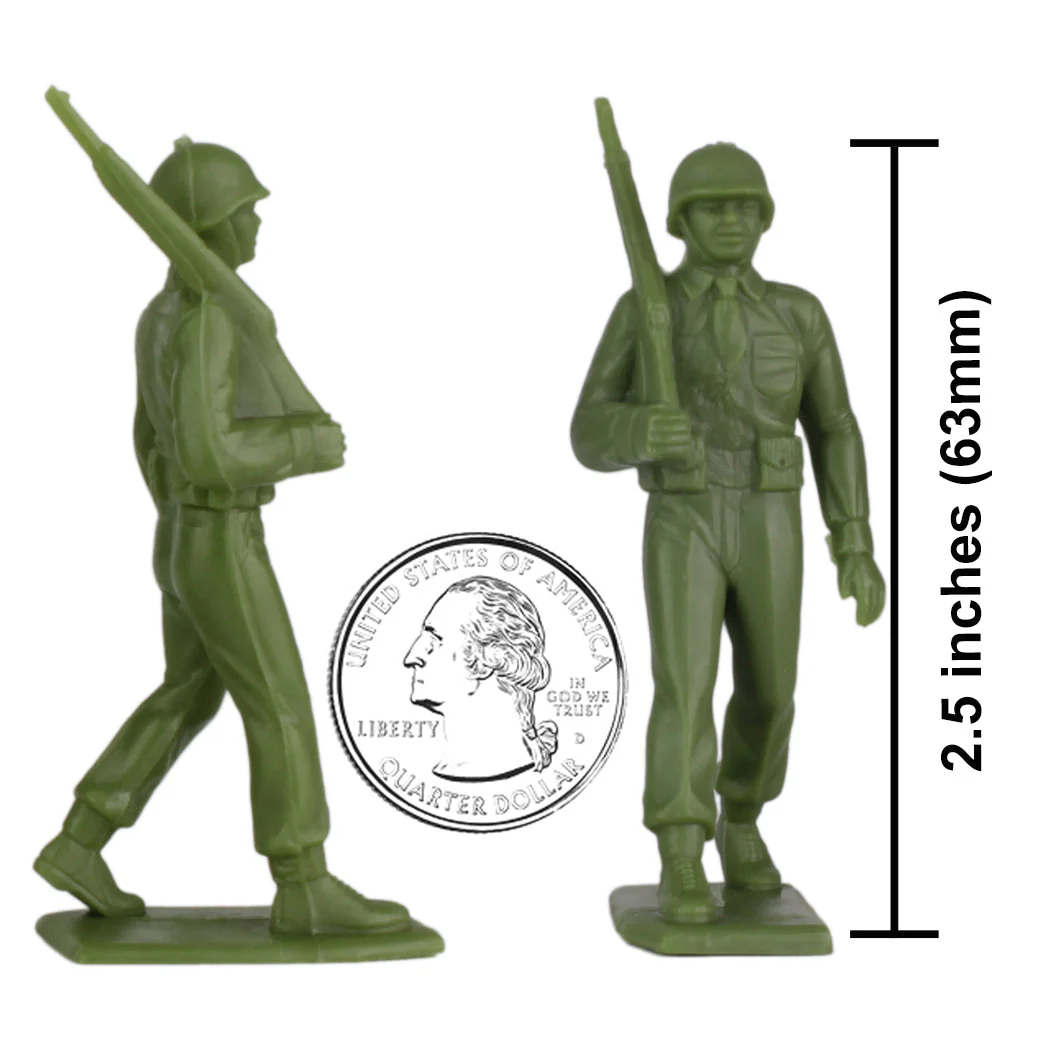 BMC Marx Plastic Army Men Marching US Soldiers OD Green 27pc WW2 Figures US Made - Image 3
