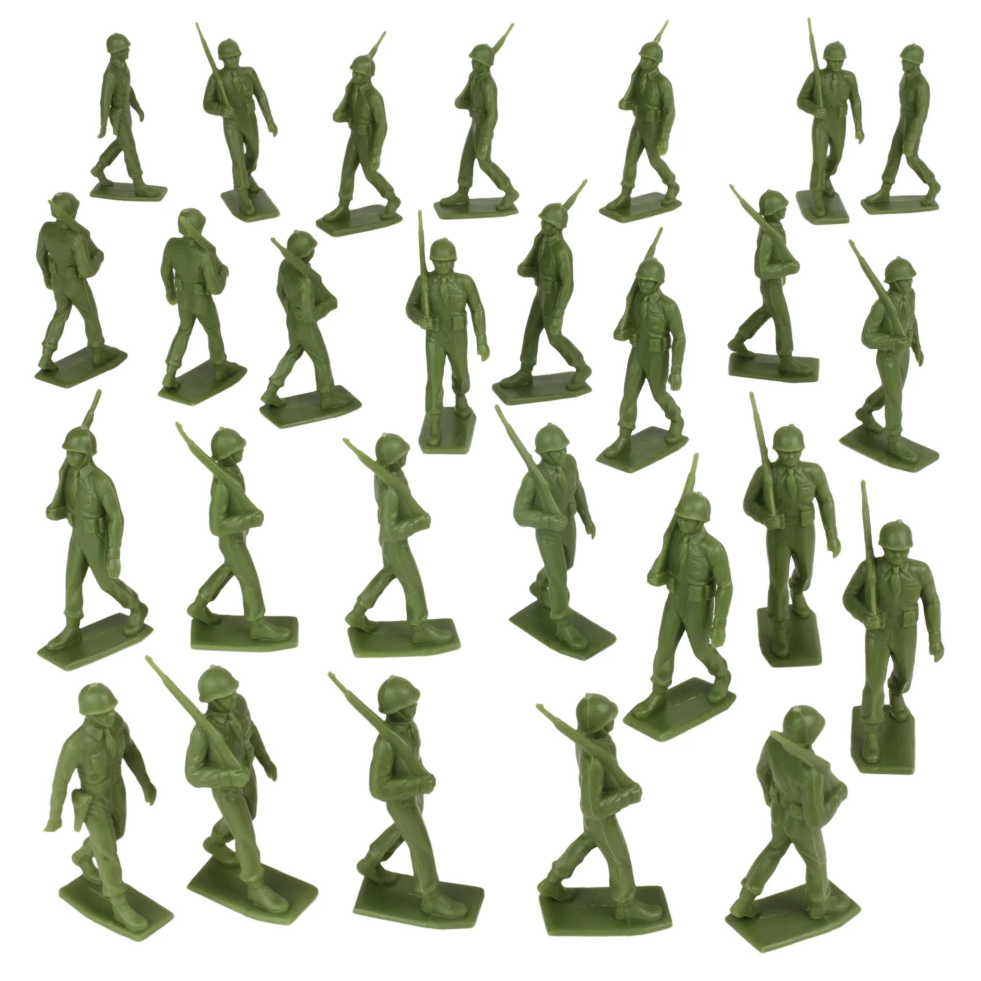 BMC Marx Plastic Army Men Marching US Soldiers OD Green 27pc WW2 Figures US Made - Image 4
