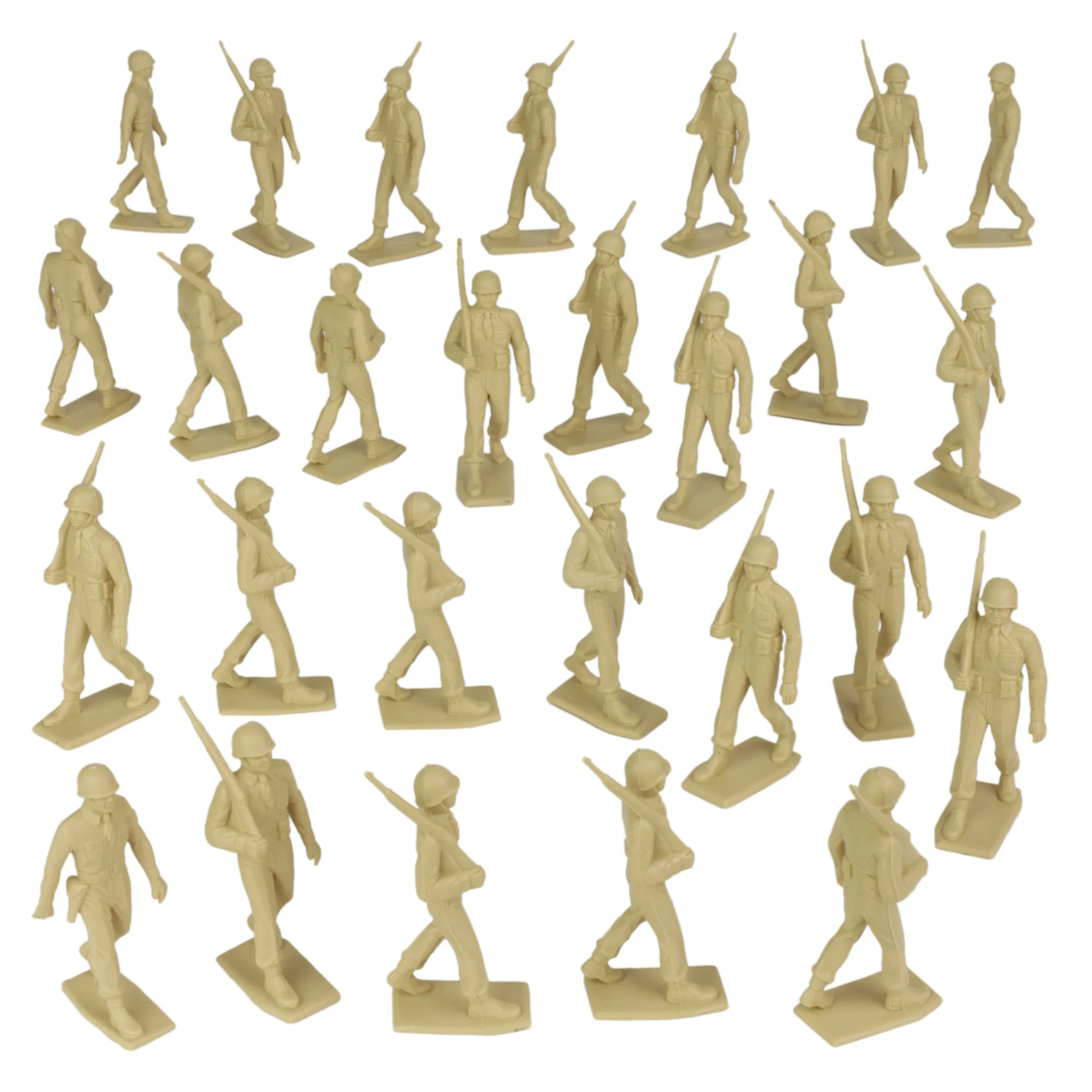BMC Marx Plastic Army Men Marching US Soldiers - Tan 27pc WW2 Figures - USA Made - Image 4