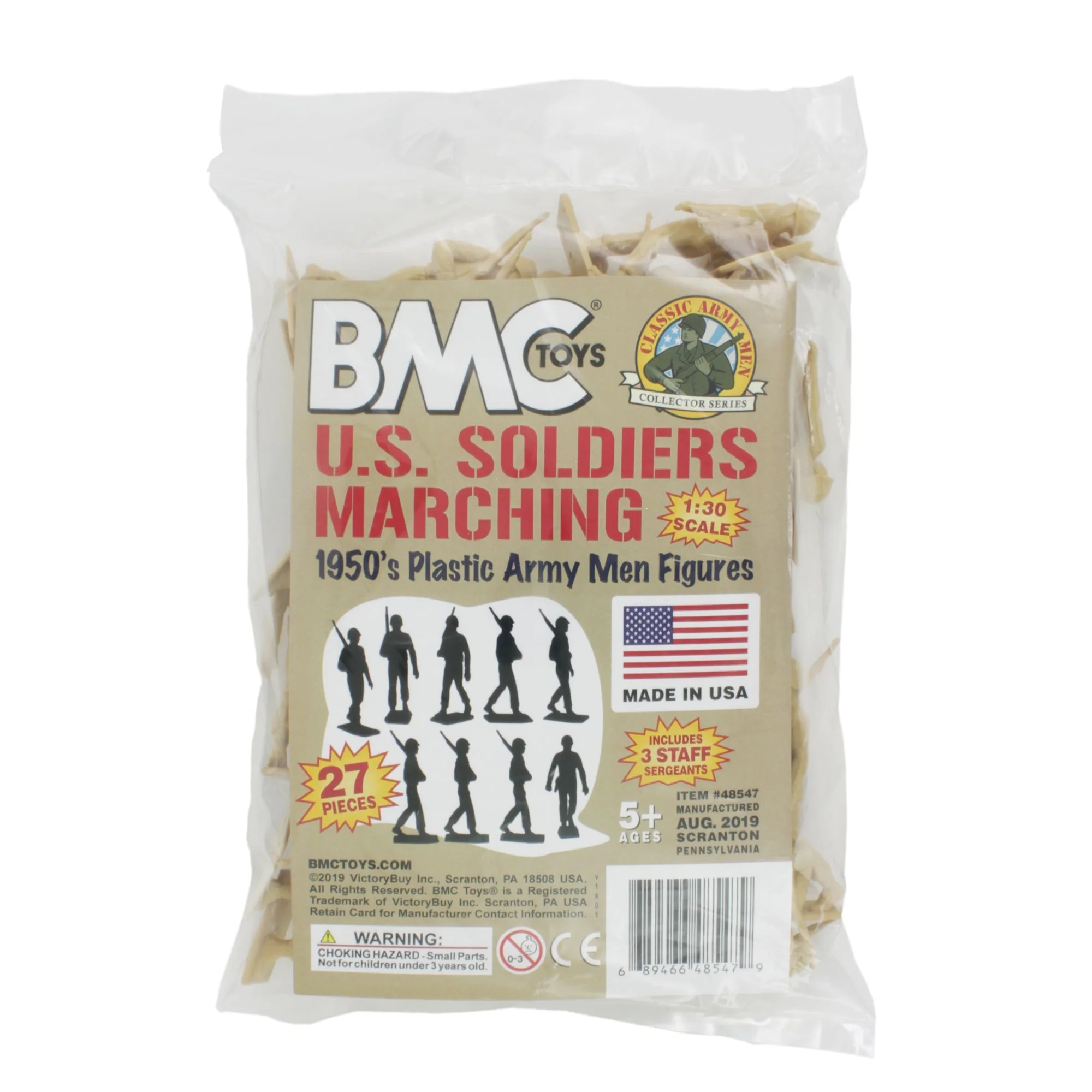 BMC Marx Plastic Army Men Marching US Soldiers - Tan 27pc WW2 Figures - USA Made - Image 5