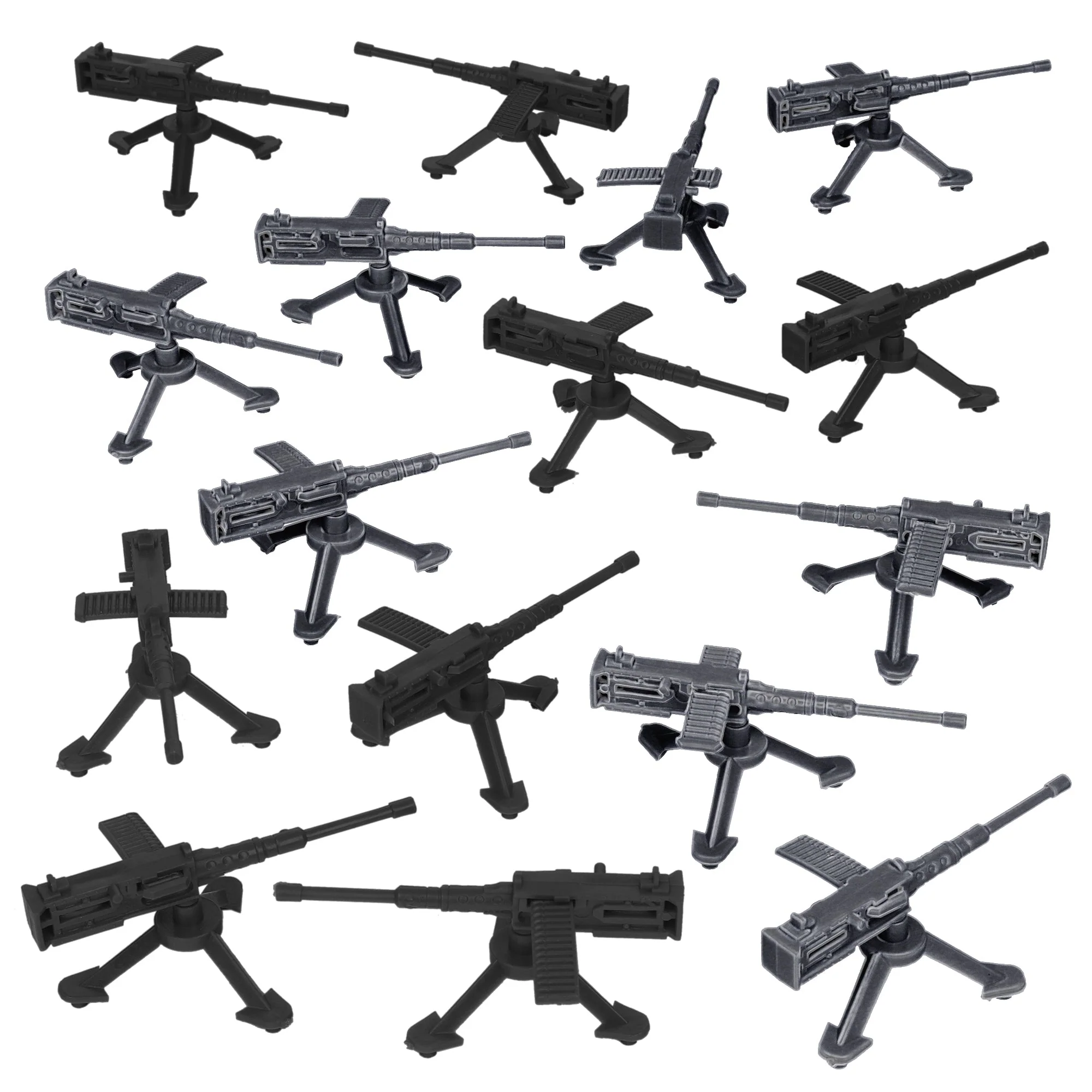 BMC Classic MPC MGs - 16 Black & Silver Army Men Accessories - USA Made - Image 4