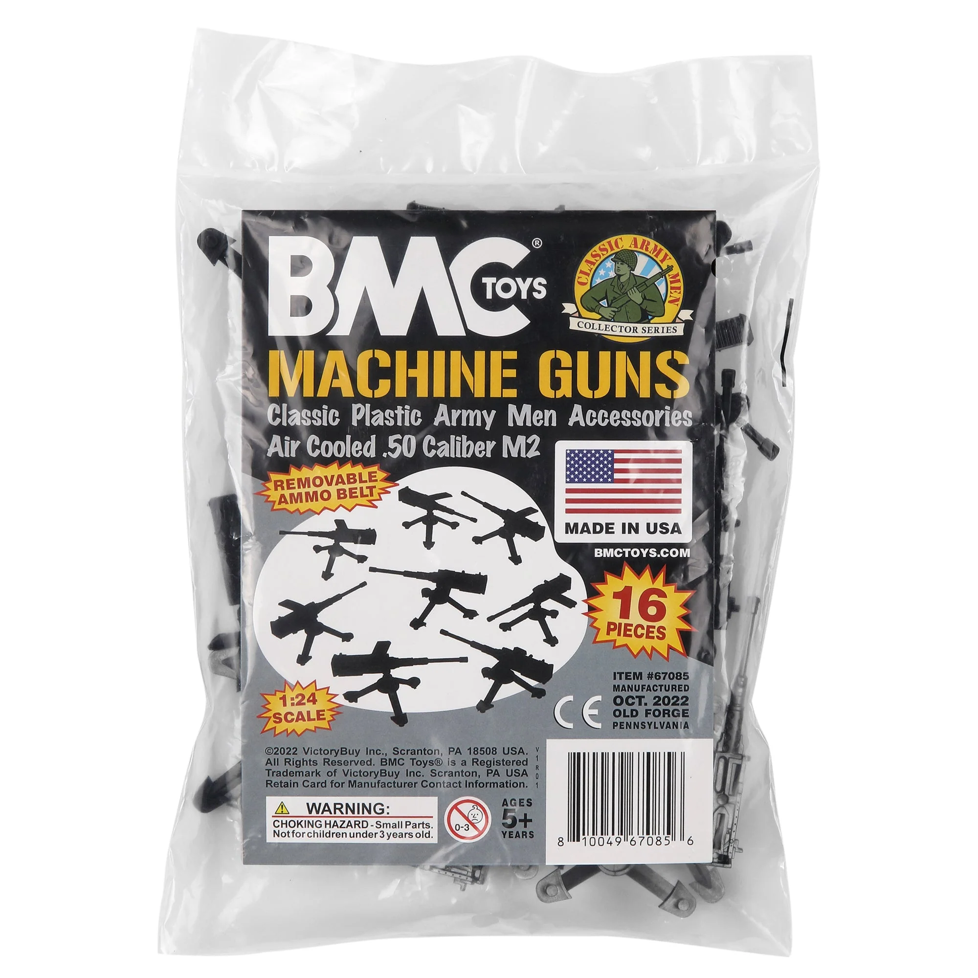 BMC Classic MPC MGs - 16 Black & Silver Army Men Accessories - USA Made - Image 5