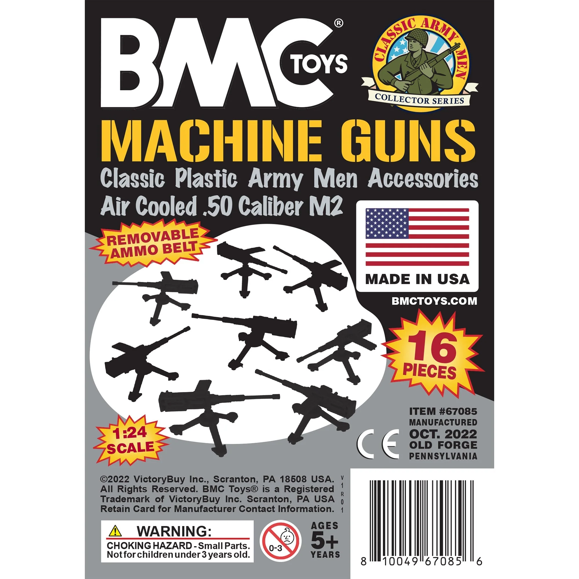 BMC Classic MPC MGs - 16 Black & Silver Army Men Accessories - USA Made - Image 6