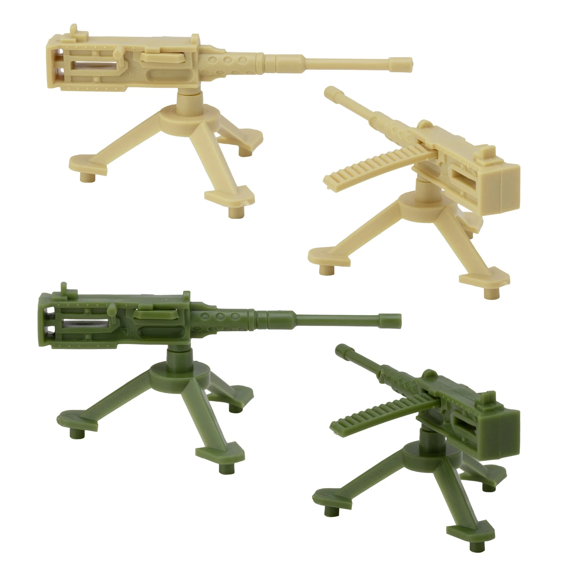 BMC Classic MPC Machine Guns - Tan Green Plastic Army Men Miniature Accessories - Image 3