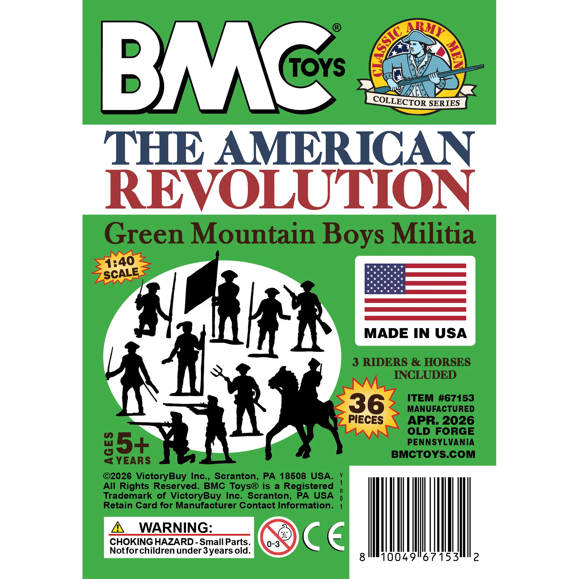 BMC Classic MPC ARW Green Mountain Boys Colonial Militia - Plastic Army Figures