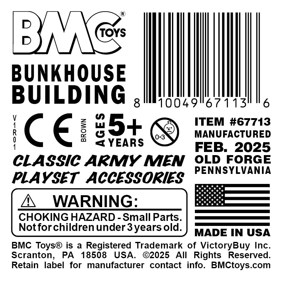 BMC Classic MPC Bunkhouse Barracks - Brown Plastic Army Men Cabin House Building - Image 6