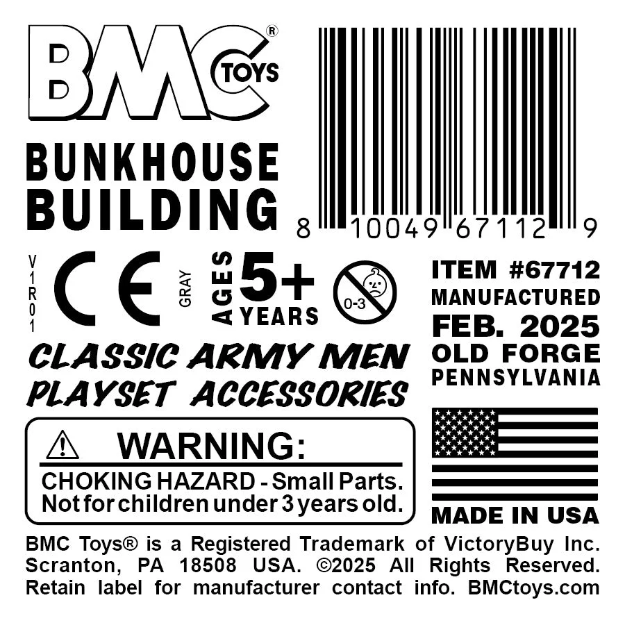 BMC Classic MPC Bunkhouse Barracks - Gray Plastic Army Men Cabin House Building - Image 6