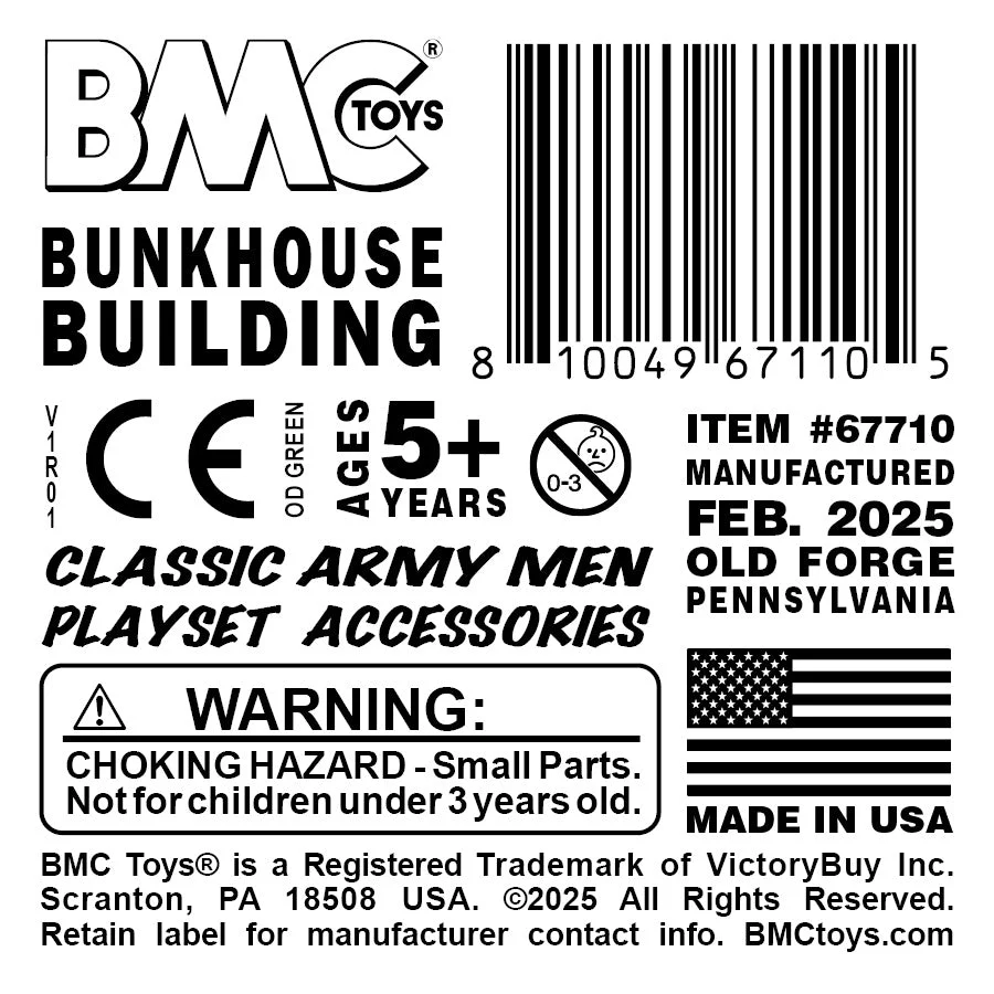BMC Classic MPC Bunkhouse Barracks - OD Plastic Army Men Cabin House Building - Image 6