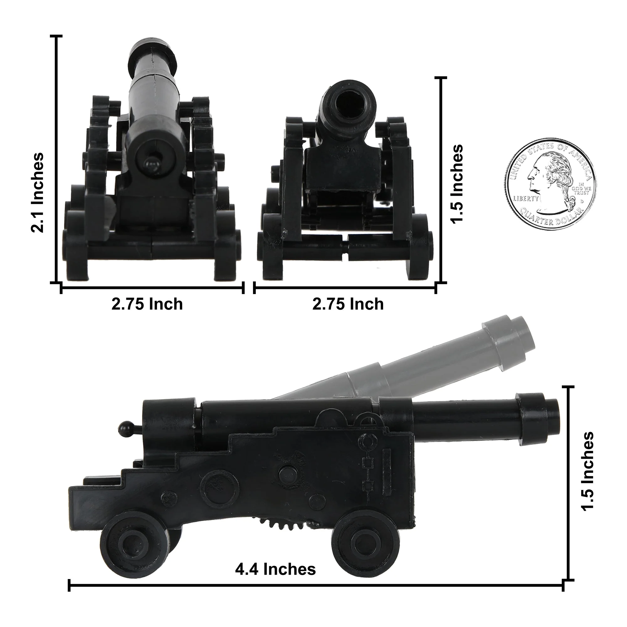 BMC Classic Naval Cannon Artillery Black & Bronze Plastic Army Men Accessories - Image 2