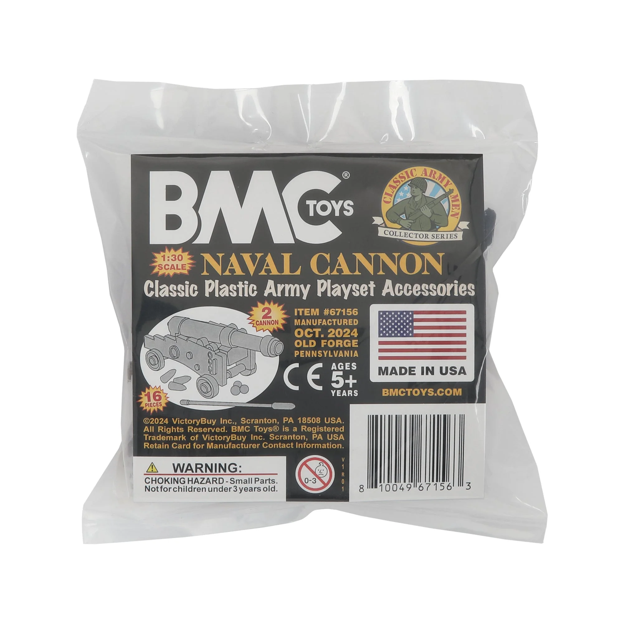BMC Classic Naval Cannon Artillery Black & Bronze Plastic Army Men Accessories - Image 3