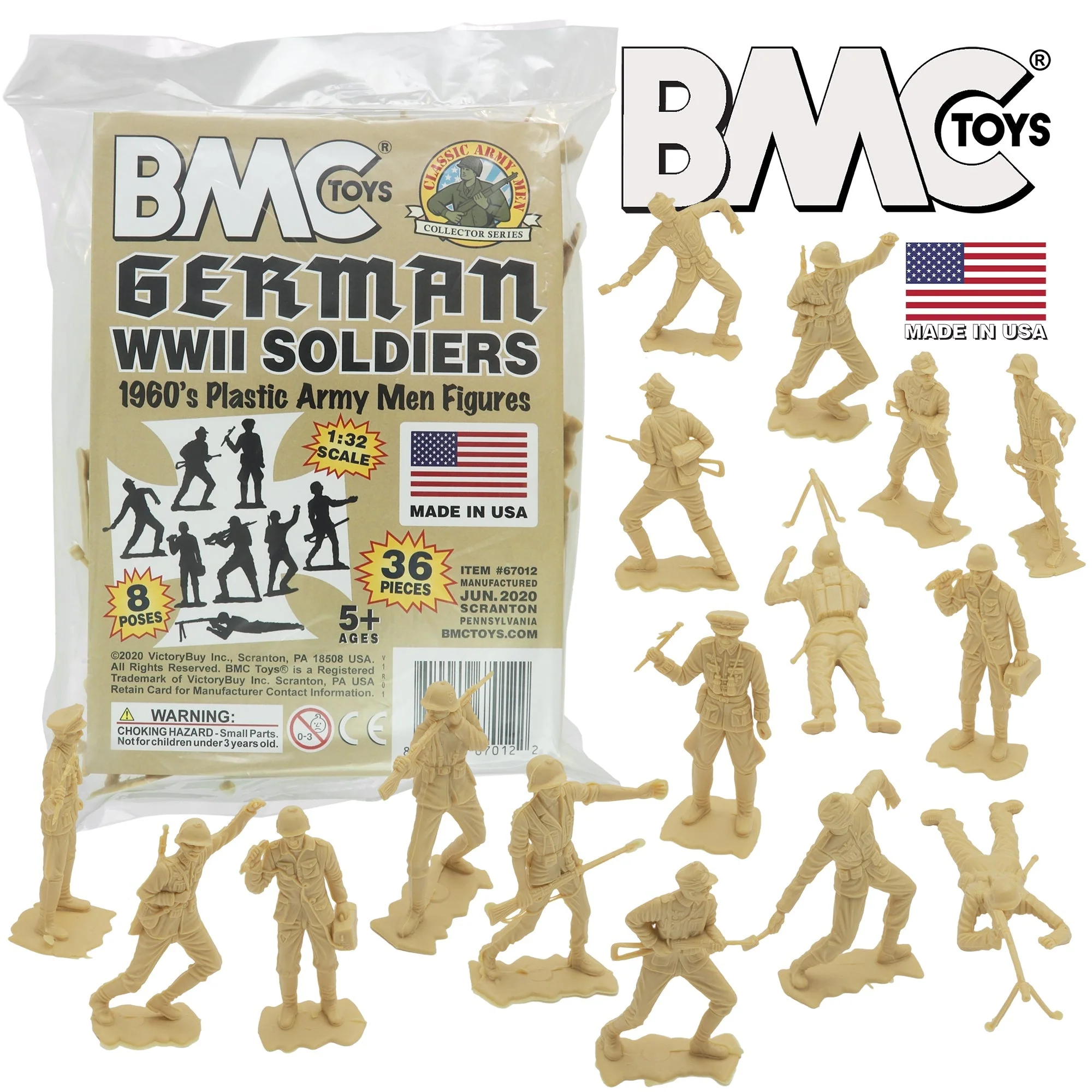 BMC Classic MPC German Plastic Army Men - Tan 36pc WW2 Soldier Figures - US Made - Image 8