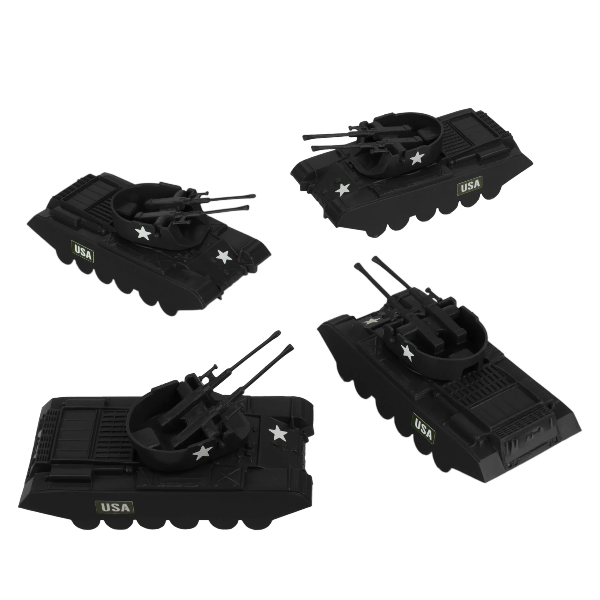 BMC Classic Payton Anti-Aircraft Tanks - 4pc Black Plastic Army Men Vehicles - Image 3