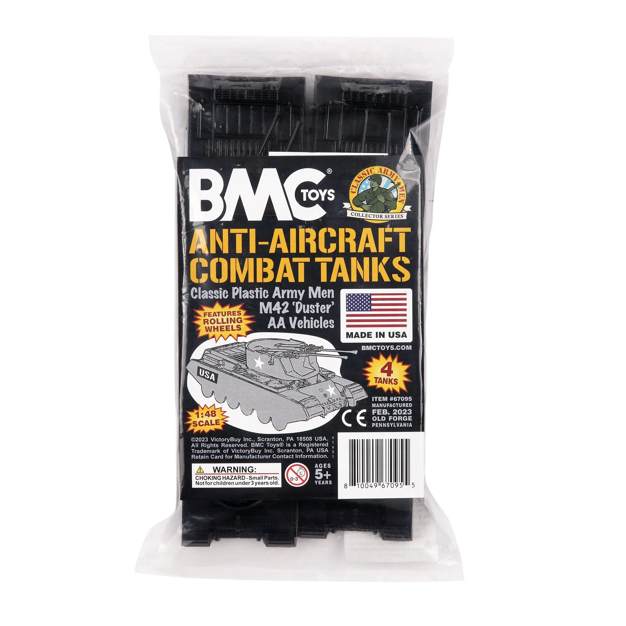 BMC Classic Payton Anti-Aircraft Tanks - 4pc Black Plastic Army Men Vehicles - Image 4