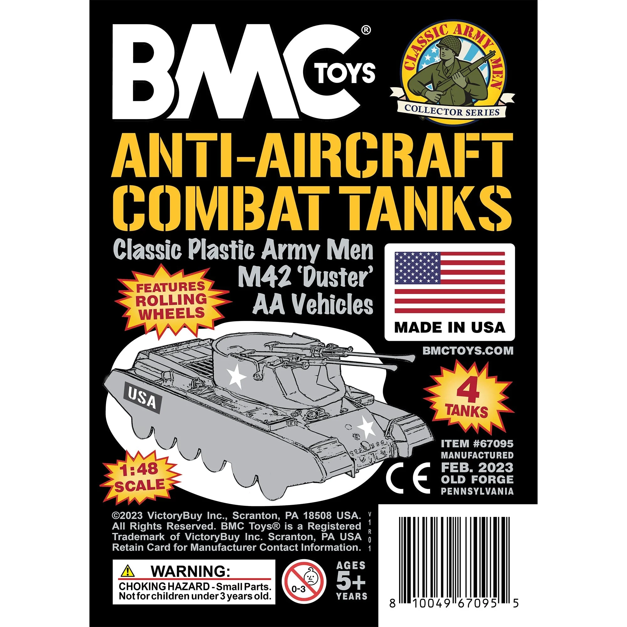 BMC Classic Payton Anti-Aircraft Tanks - 4pc Black Plastic Army Men Vehicles - Image 6
