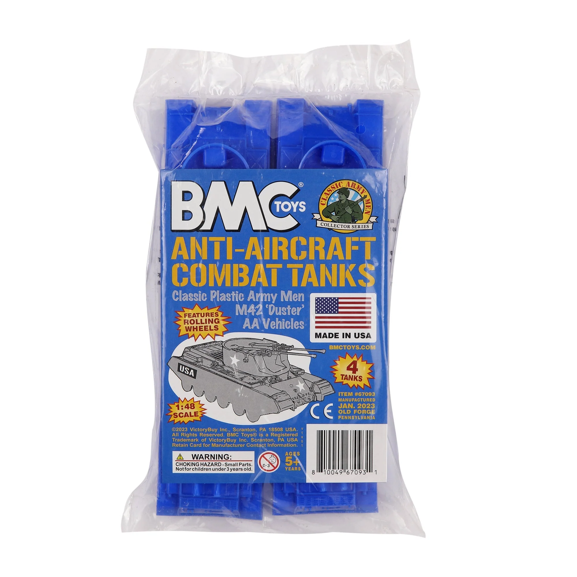BMC Classic Payton Anti-Aircraft Tanks - 4pc Blue Plastic Army Men Vehicles - Image 5