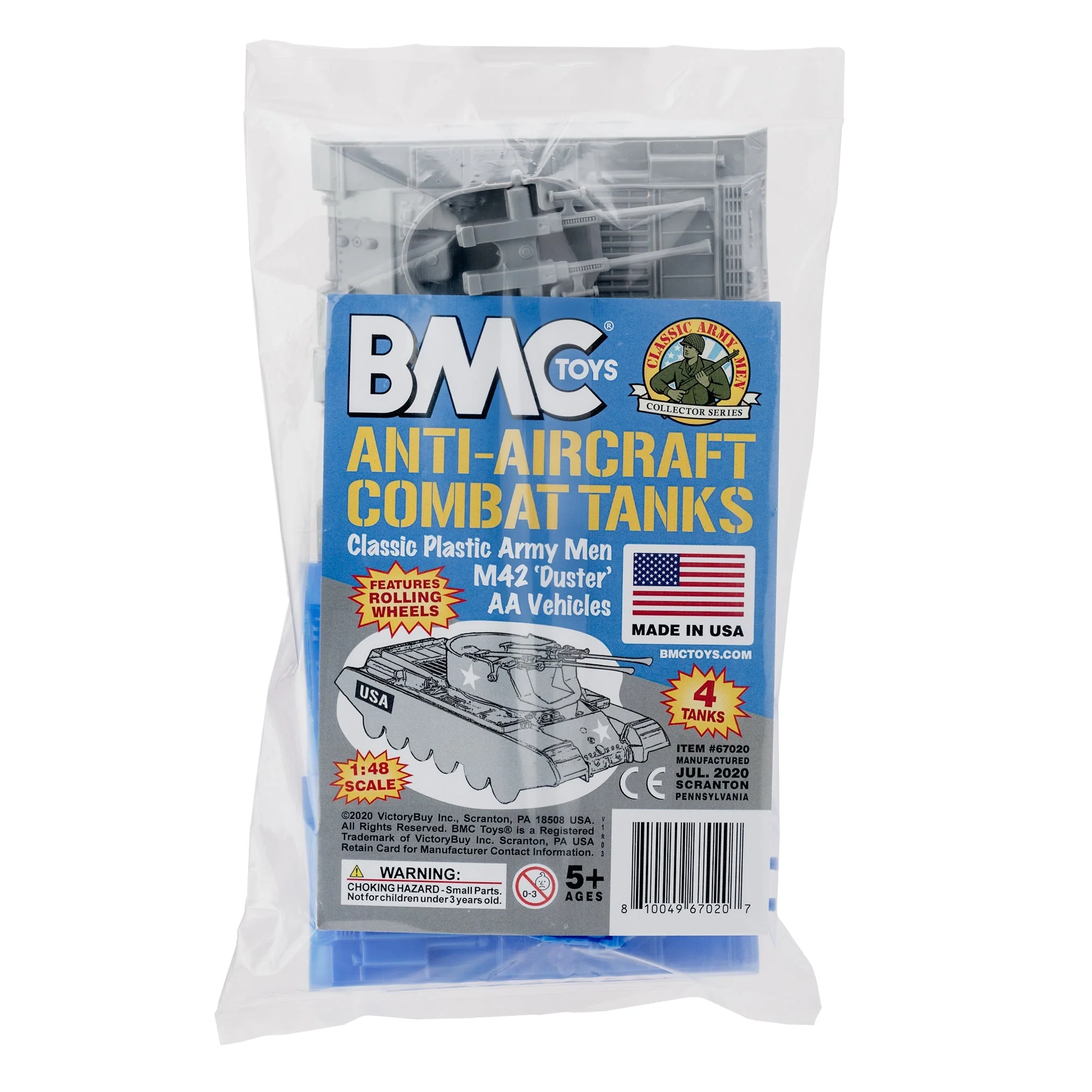 BMC Classic Payton Anti-Aircraft Tanks 4pc Blue & Gray Plastic Army Men Vehicles - Image 4