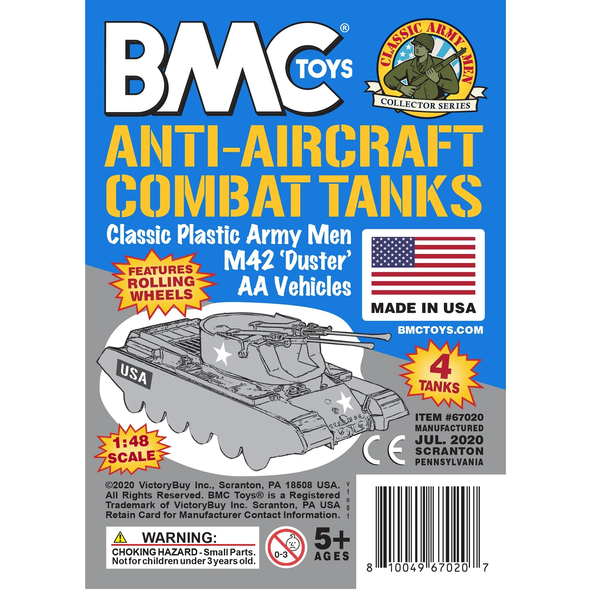 BMC Classic Payton Anti-Aircraft Tanks 4pc Blue & Gray Plastic Army Men Vehicles - Image 5