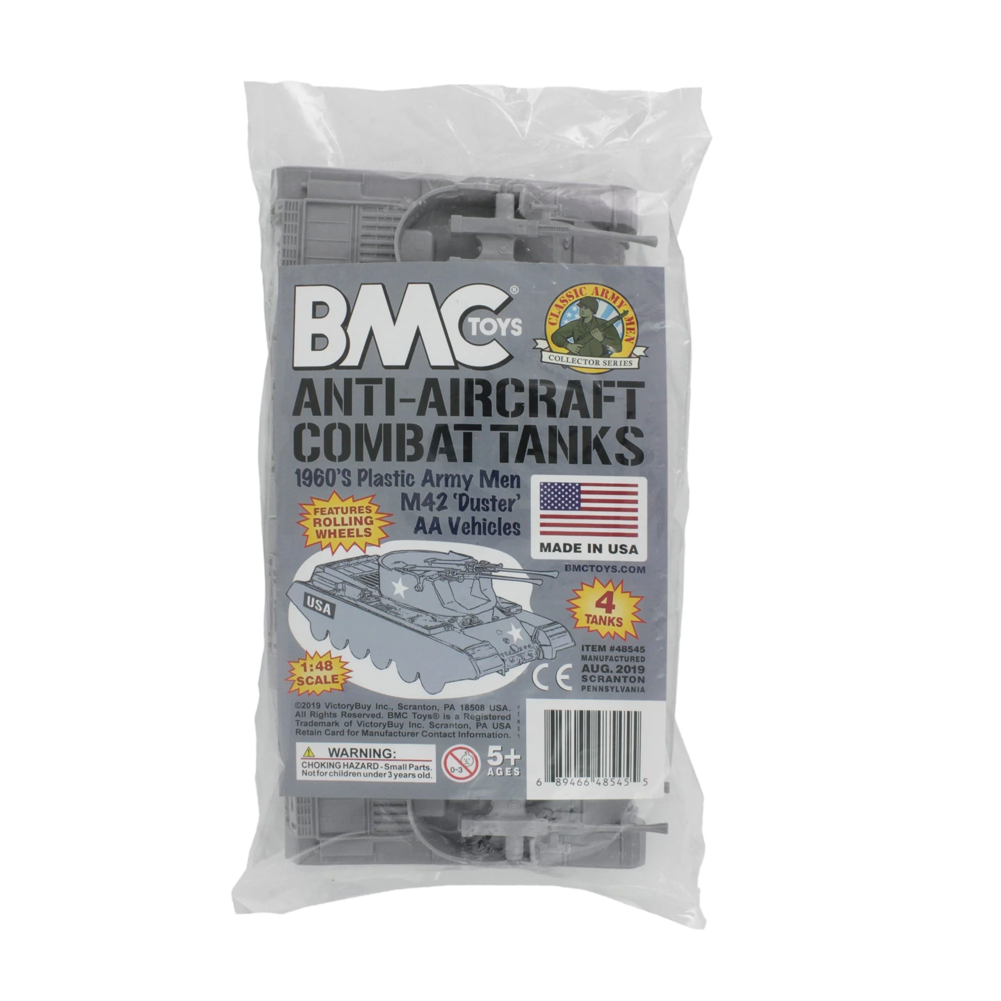 BMC Classic Payton Anti-Aircraft Tanks - 4pc Gray Plastic Army Men Vehicles - Image 4