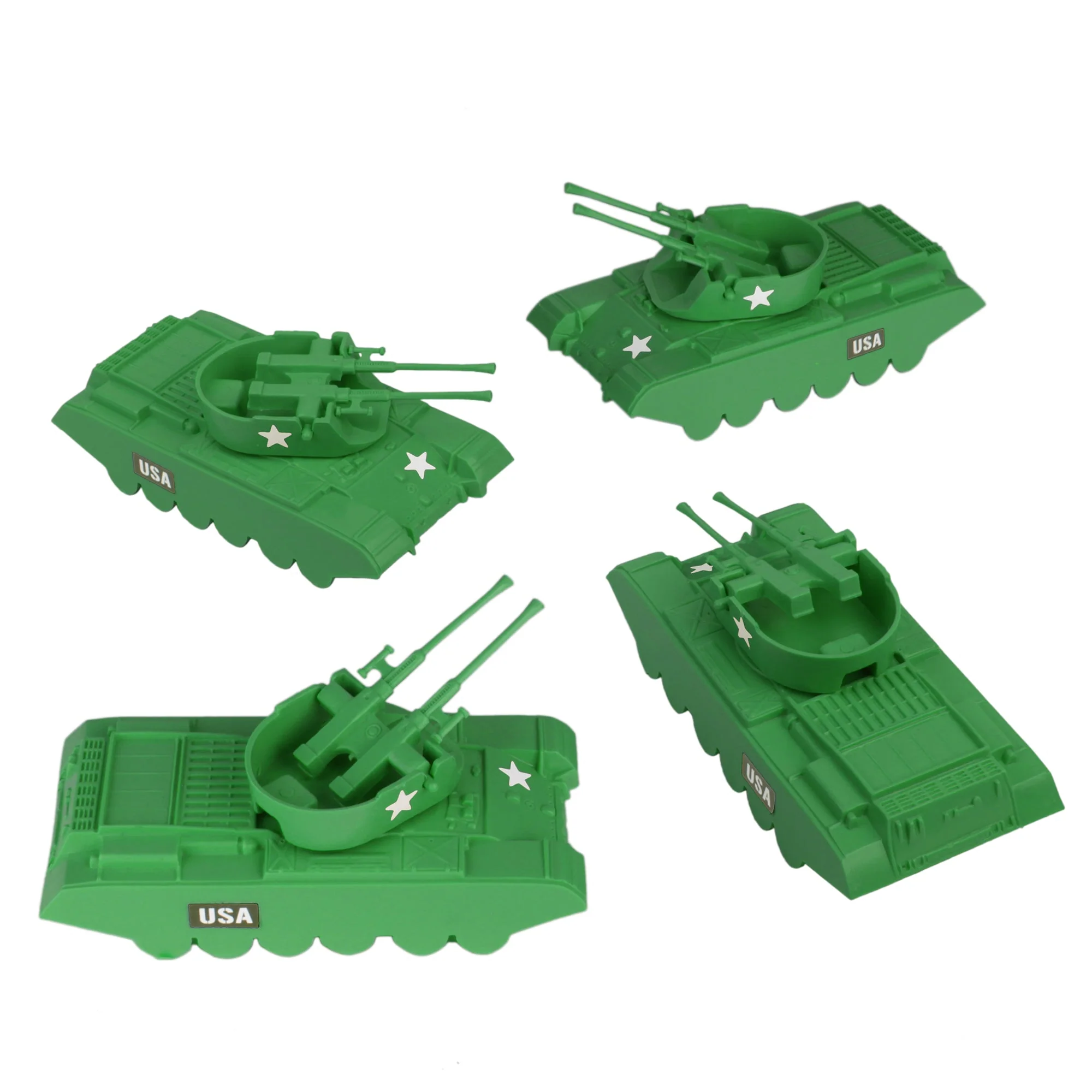 BMC Classic Payton Anti-Aircraft Tanks - 4pc Green Plastic Army Men Vehicles - Image 3