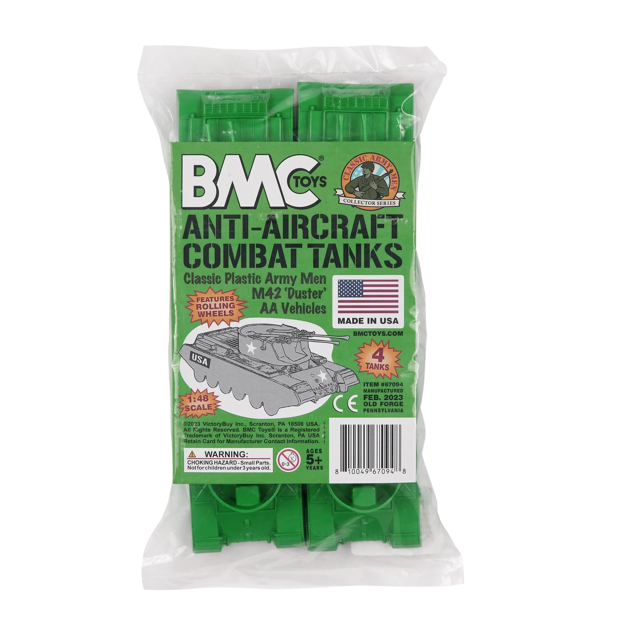 BMC Classic Payton Anti-Aircraft Tanks - 4pc Green Plastic Army Men Vehicles - Image 5