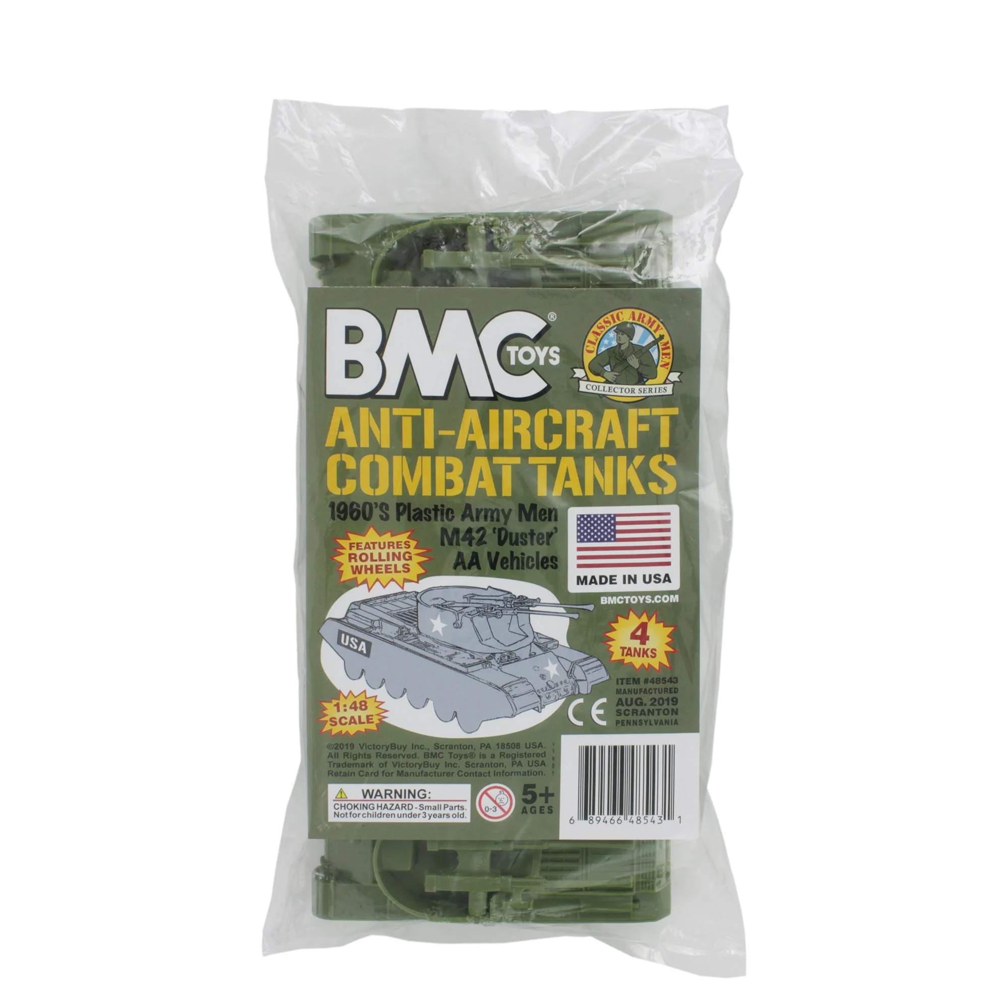 BMC Classic Payton Anti-Aircraft Tanks 4pc OD Plastic Army Men Vehicles USA Made - Image 4