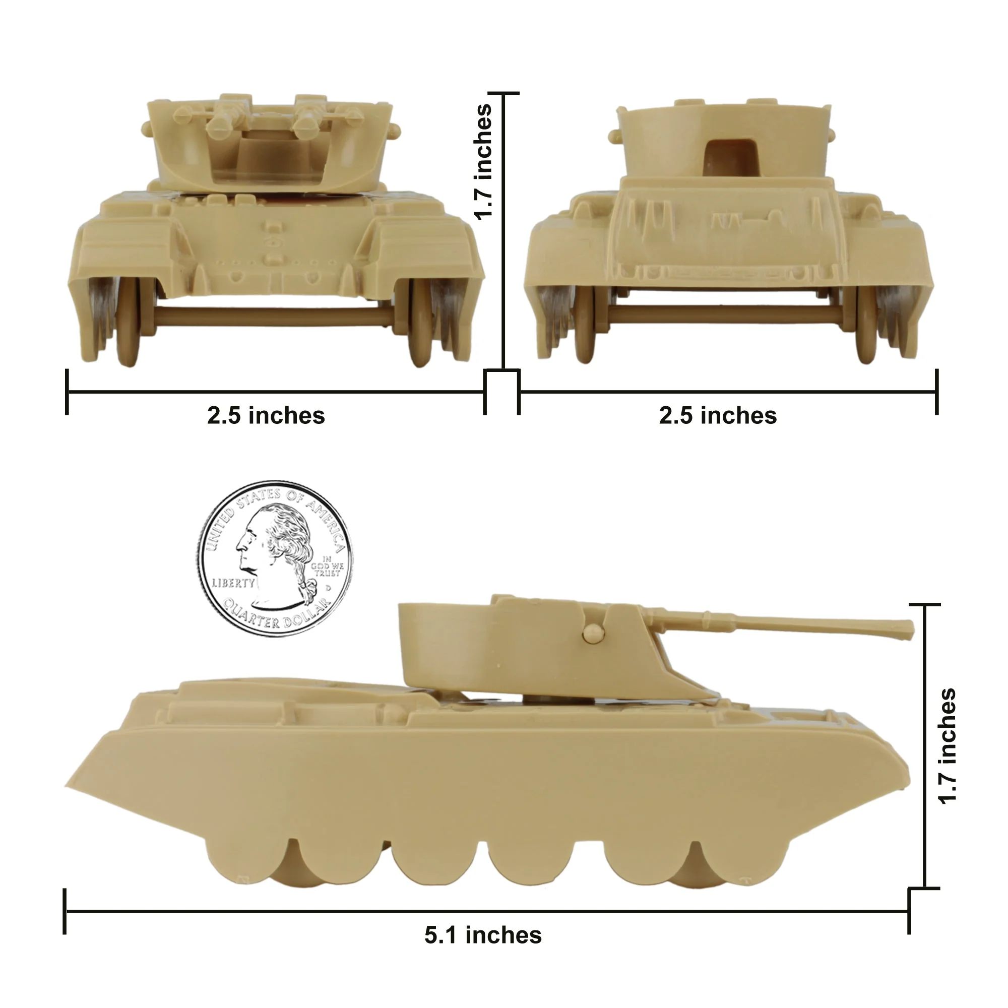 BMC Classic Payton Anti-Aircraft Tanks 4pc Tan & Green Plastic Army Men Vehicles - Image 4