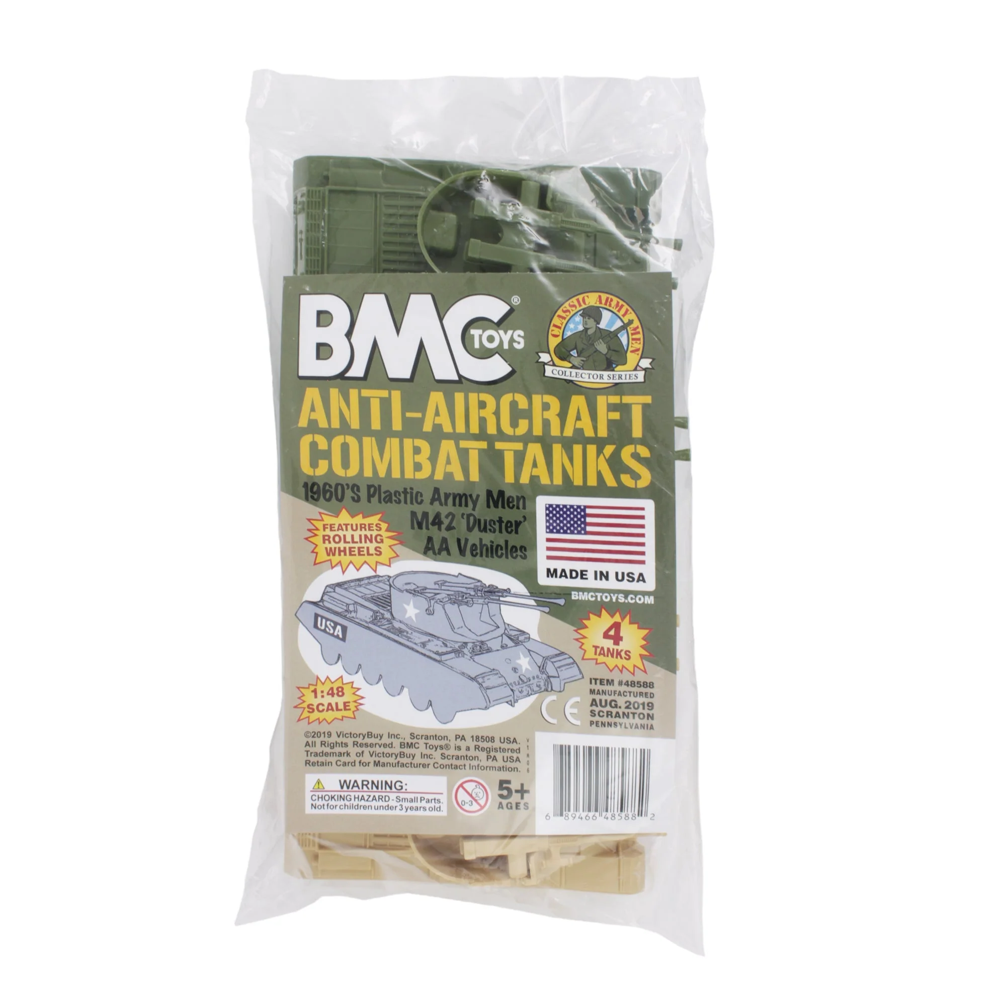 BMC Classic Payton Anti-Aircraft Tanks 4pc Tan & Green Plastic Army Men Vehicles - Image 6