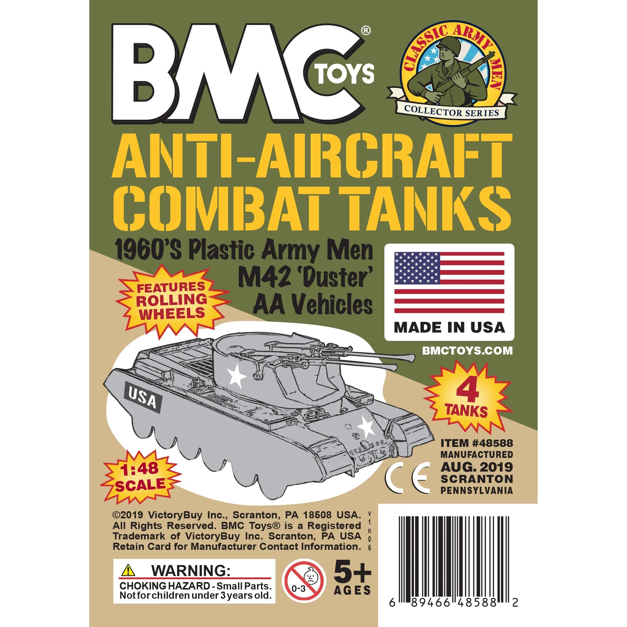 BMC Classic Payton Anti-Aircraft Tanks 4pc Tan & Green Plastic Army Men Vehicles - Image 7