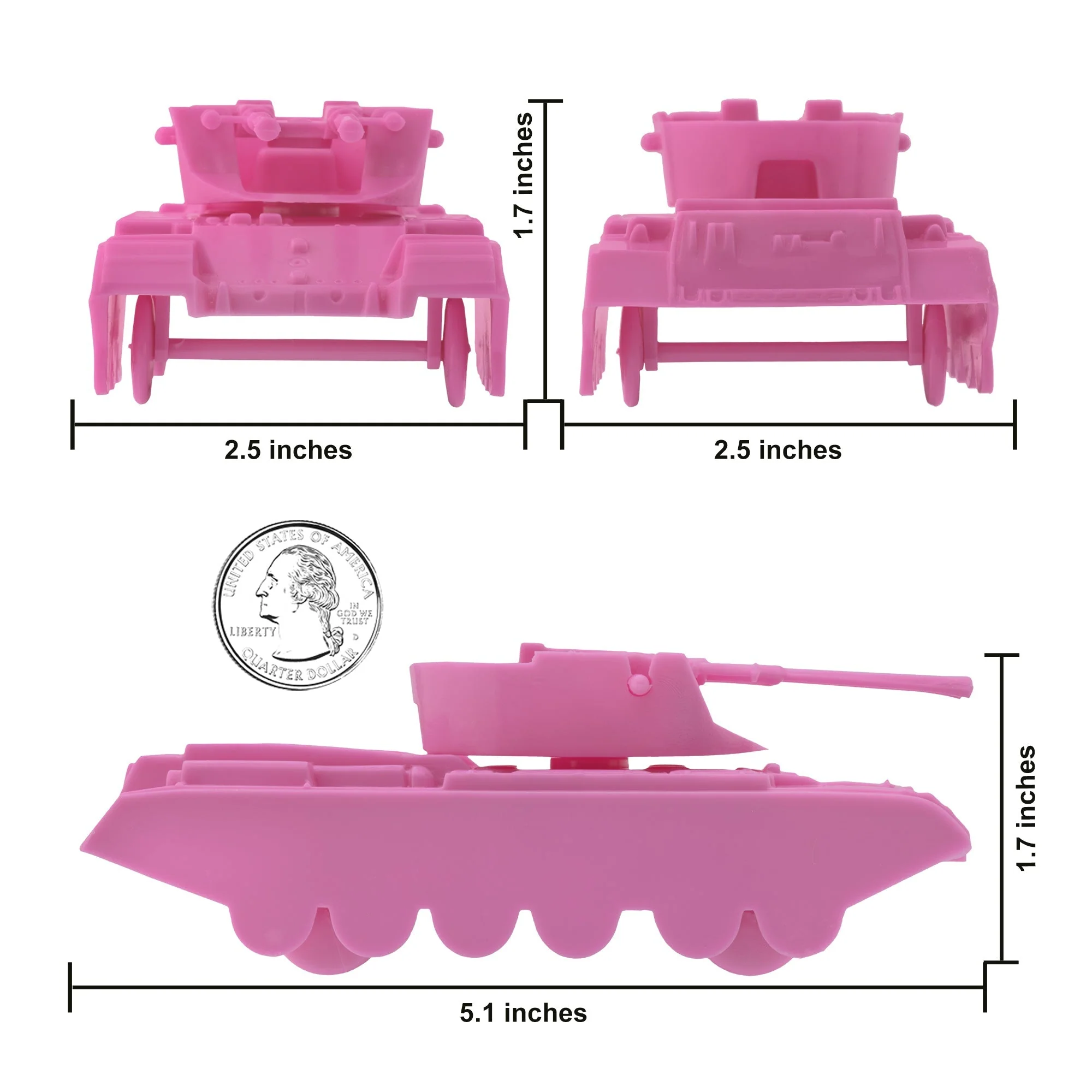 BMC Classic Payton Anti-Aircraft Tanks - 4pc Pink Plastic Army Men Vehicles - Image 2