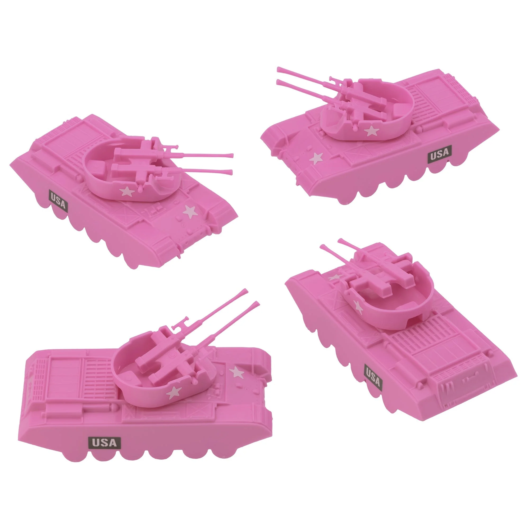 BMC Classic Payton Anti-Aircraft Tanks - 4pc Pink Plastic Army Men Vehicles - Image 3