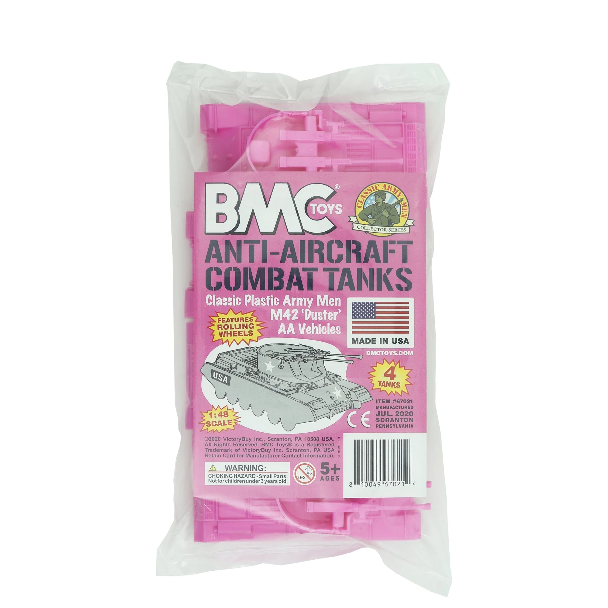 BMC Classic Payton Anti-Aircraft Tanks - 4pc Pink Plastic Army Men Vehicles - Image 5